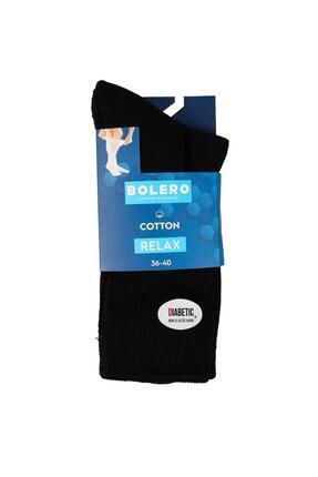 Bolero Kadın Dikişsiz Taban Havlu Diabet Çorap Siyah