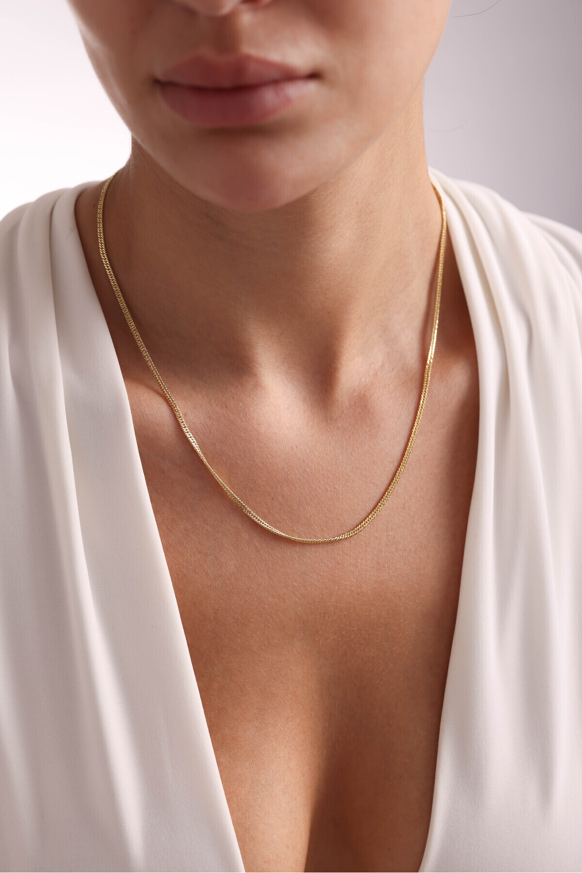 Giza Jewelry 14 Ayar Altın Double Gurmet Zincir Kolye