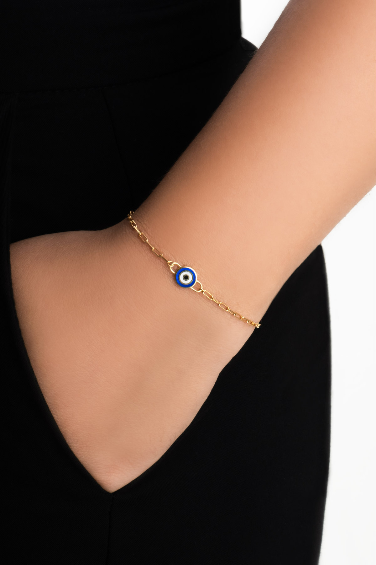 So CHIC... Osiris Gözü Çift Taraflı 18 Ayar Sarı Altın Kaplama 19 Cm Gümüş Nazar Bileklik görsel 2