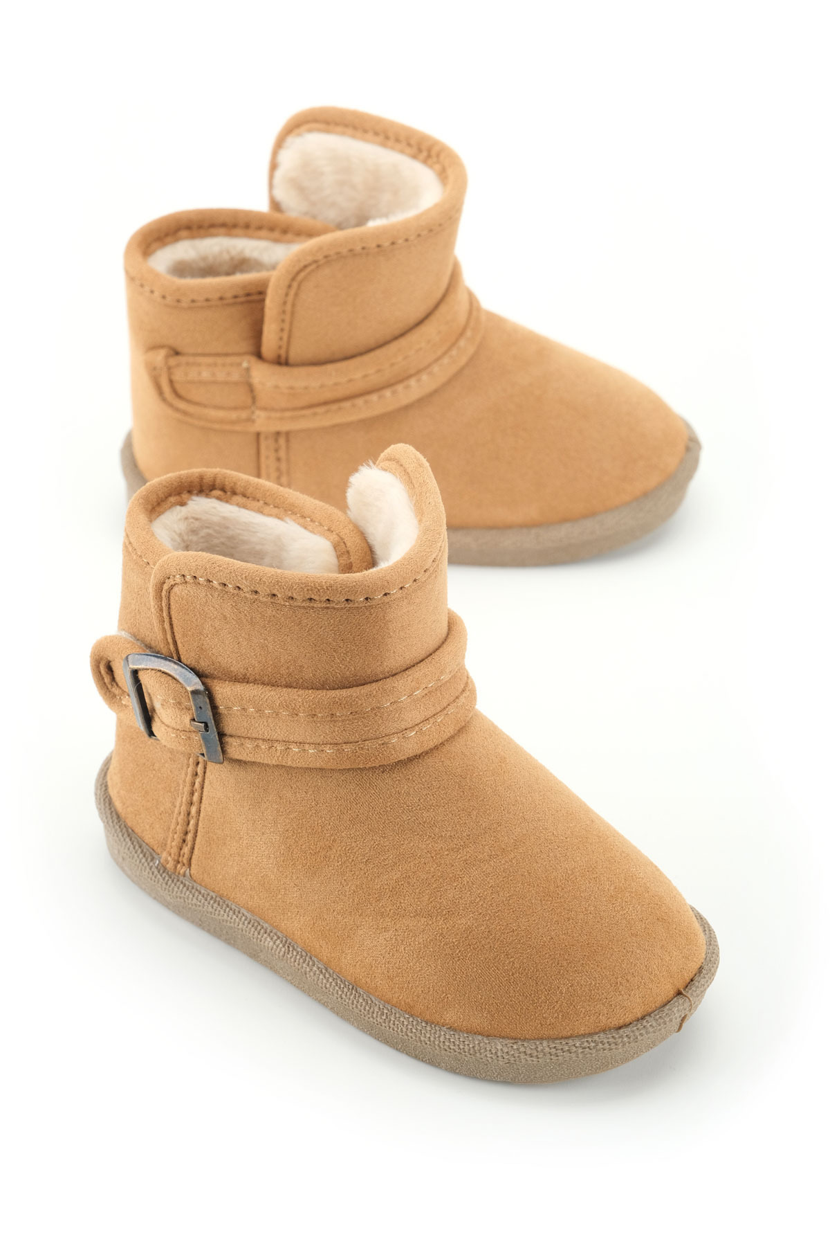 GEZER Kız Çocuk Kışlık Boğazdan Peluşlu Tek Kemer Cırt Cırtlı Ayarlanabilir PVC Rahat Taban Ev Bahçe