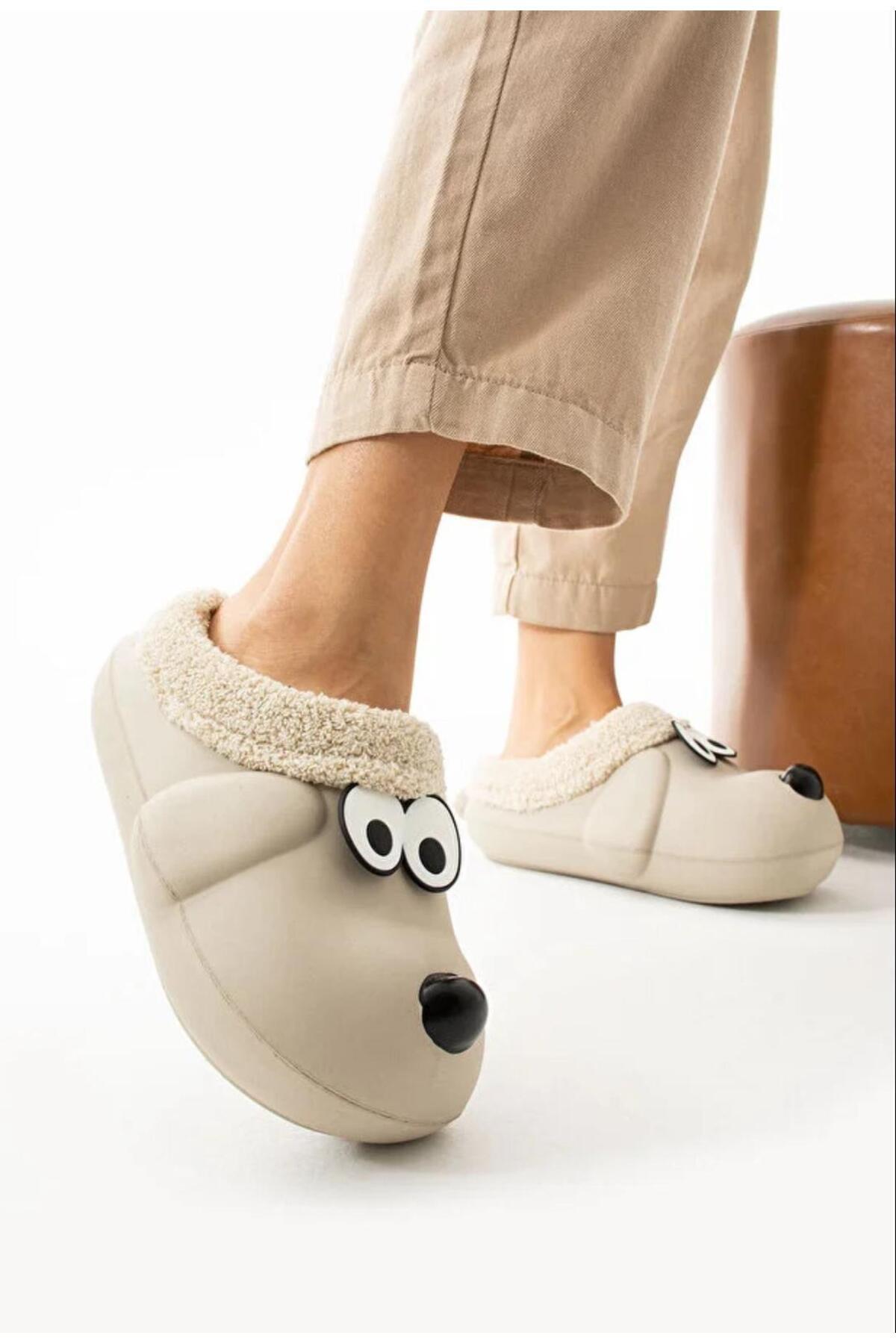 MODVALU Unisex Kışlık Hafif Taban Ev Bahçe ve Islak Zemine Uygun Eva İçi Peluşlu Figürlü Ev Botu