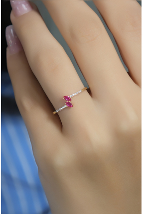 güneyler altın PEMBE TAŞLI YÜZÜK 14 AYAR A080547