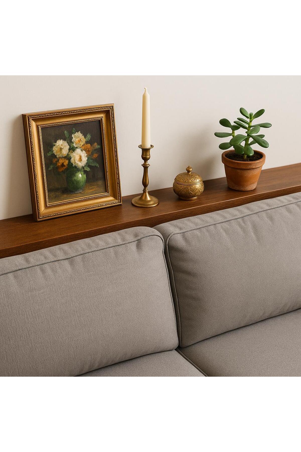 pinoxi Masif Ahşap 125cm Koltuk Arkası Uçan Raf Duvar Rafı 125Cm