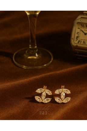 HoneyMoney Marie Taşlı Gold Küpe