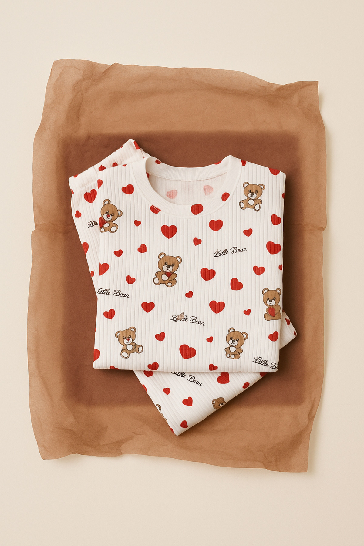 ESİLA KİDS Kız Çocuk Pijama Takımı Kalp Desenli Uzun Kollu Pamuklu 4-9 Yaş fotoğrafı 2 (önizleme)