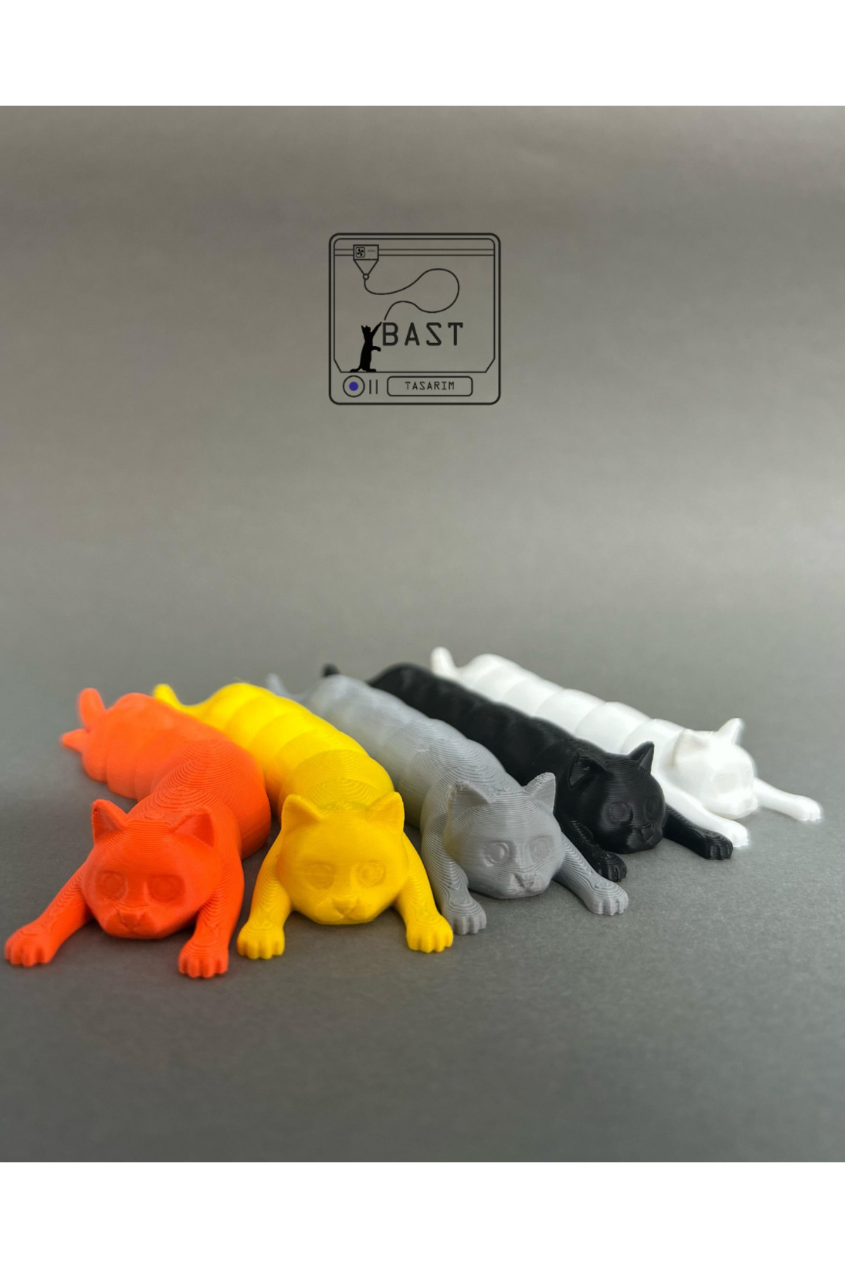 can mats Bast Tasarım 3D Yazıcı Esneyen Eklemli Kedi Oyuncak Figür (Flexi Cat)