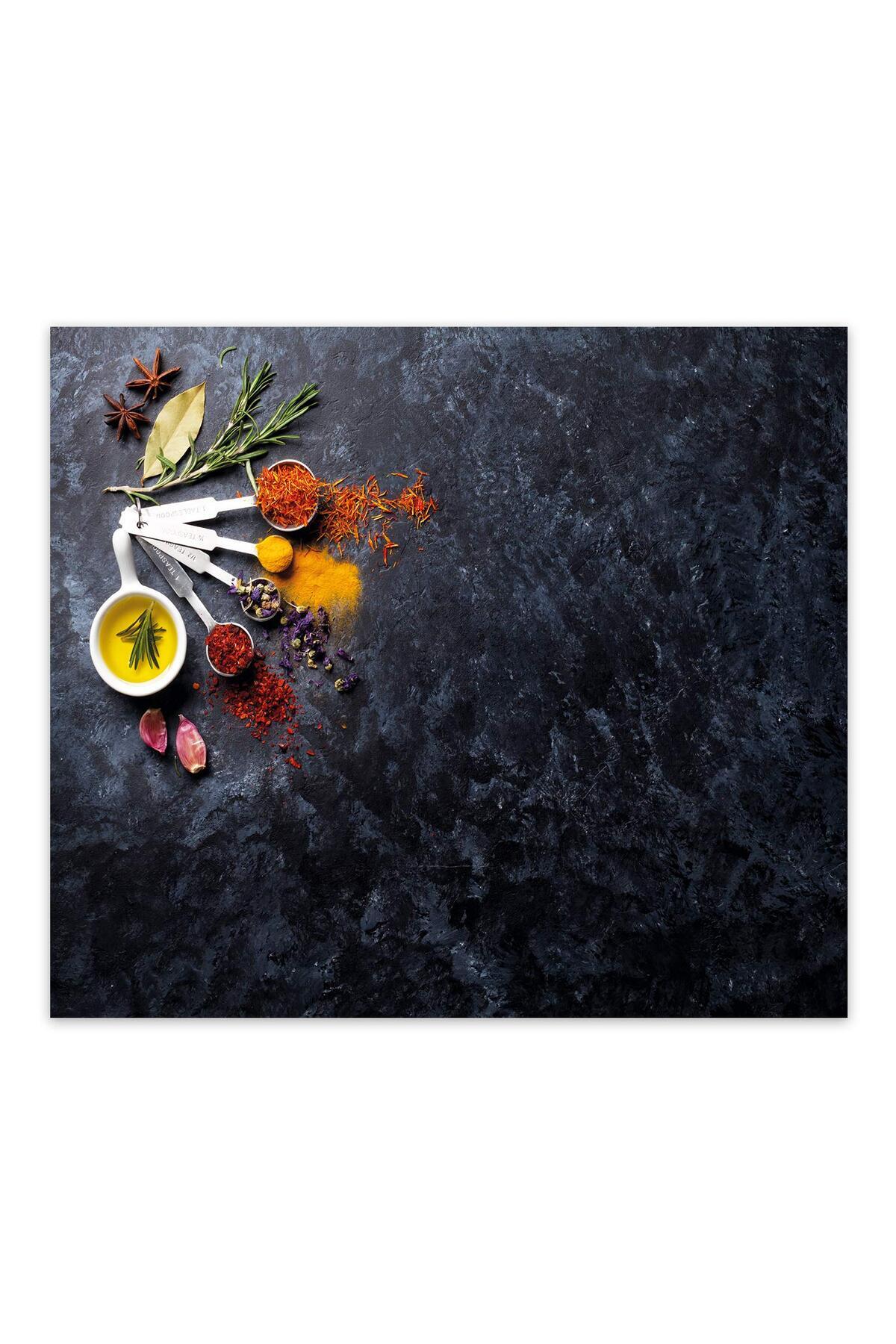 Hepta Collection Decorita 10001506018 Baharat Çeşnisi Cam Ocak Arkası Koruyucusu, 52cm x 60cm