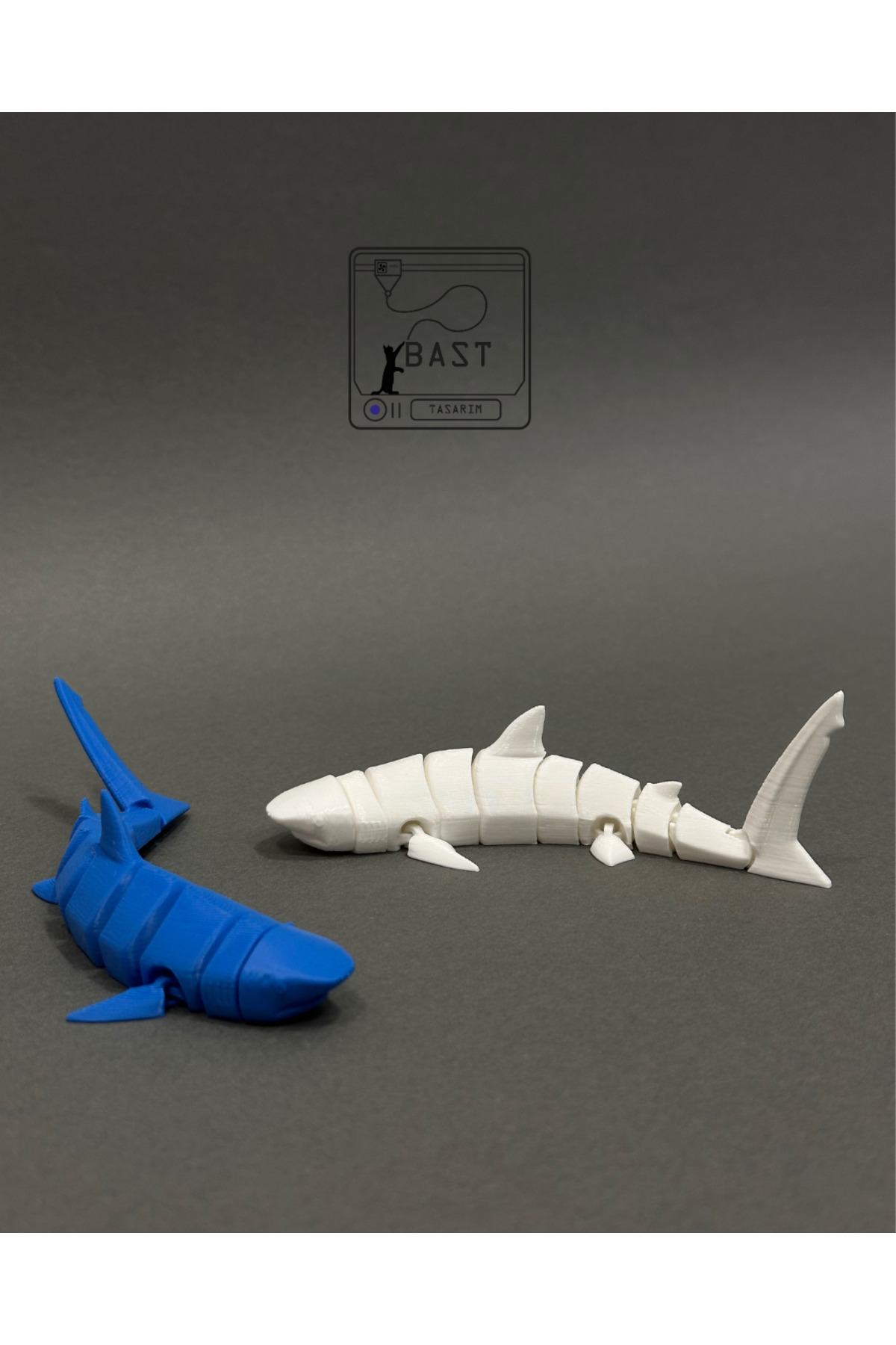 can mats Bast Tasarım 3D Yazıcı Hareketli Eklemli Katil Köpek Balığı Oyuncak Figür