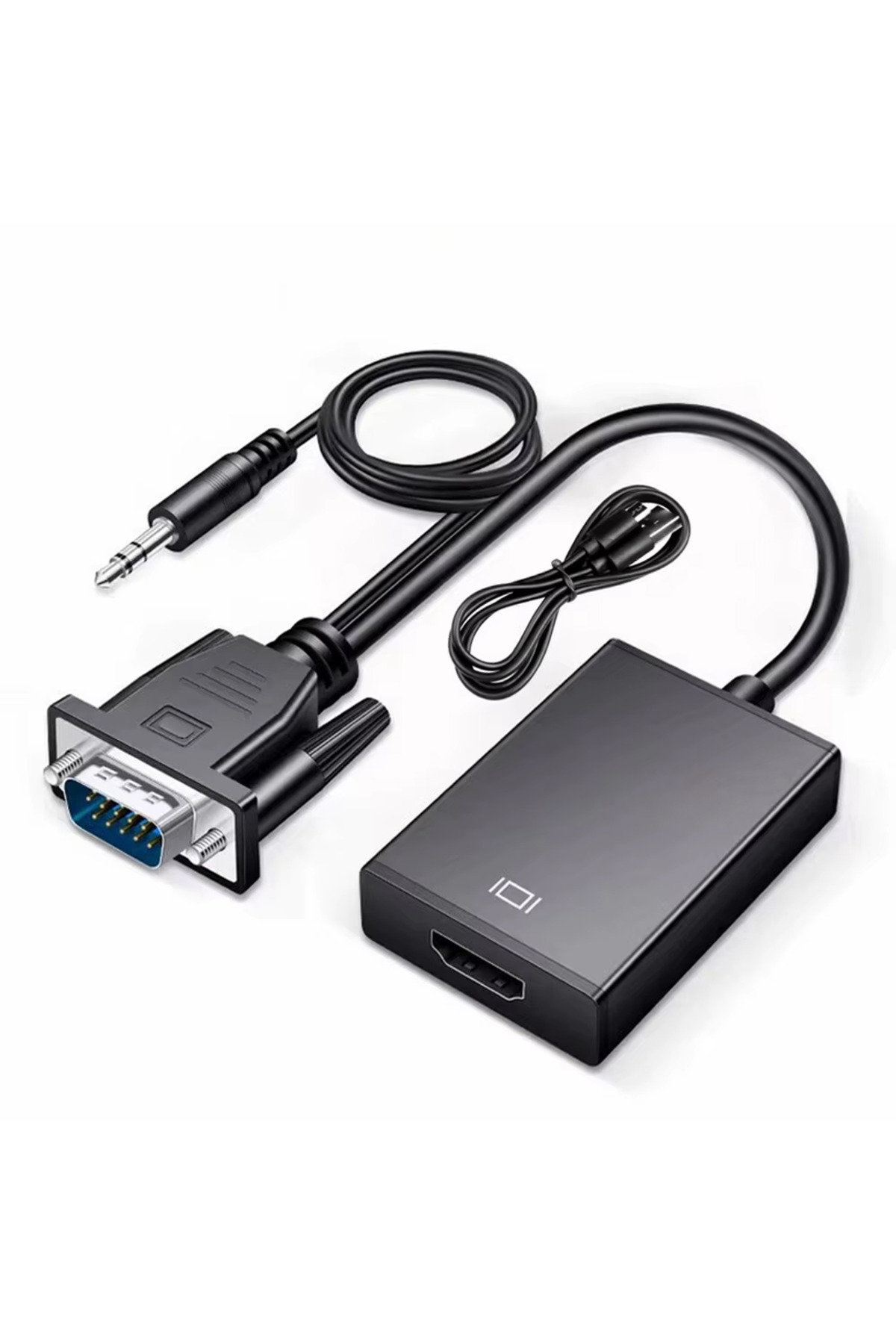 nelerbulurum SES GİRİŞLİ VGA TO HDMI DÖNÜŞTÜRÜCÜ (45 CM AUX KABLO 15 CM VGA KABLO)