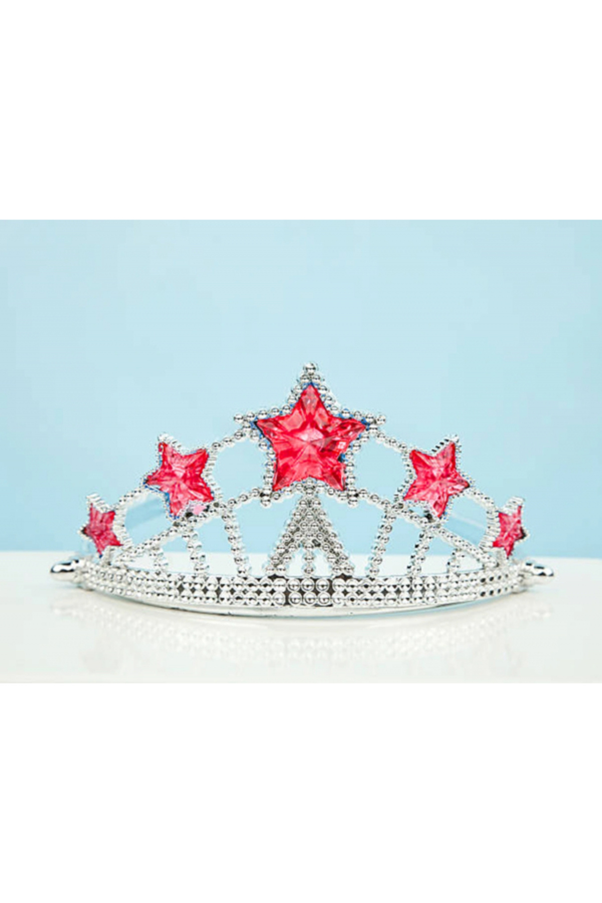 SELFBUYSELL Kırmızı Yıldız Taşlı Plastik Elsa Tacı Çocuk Boy