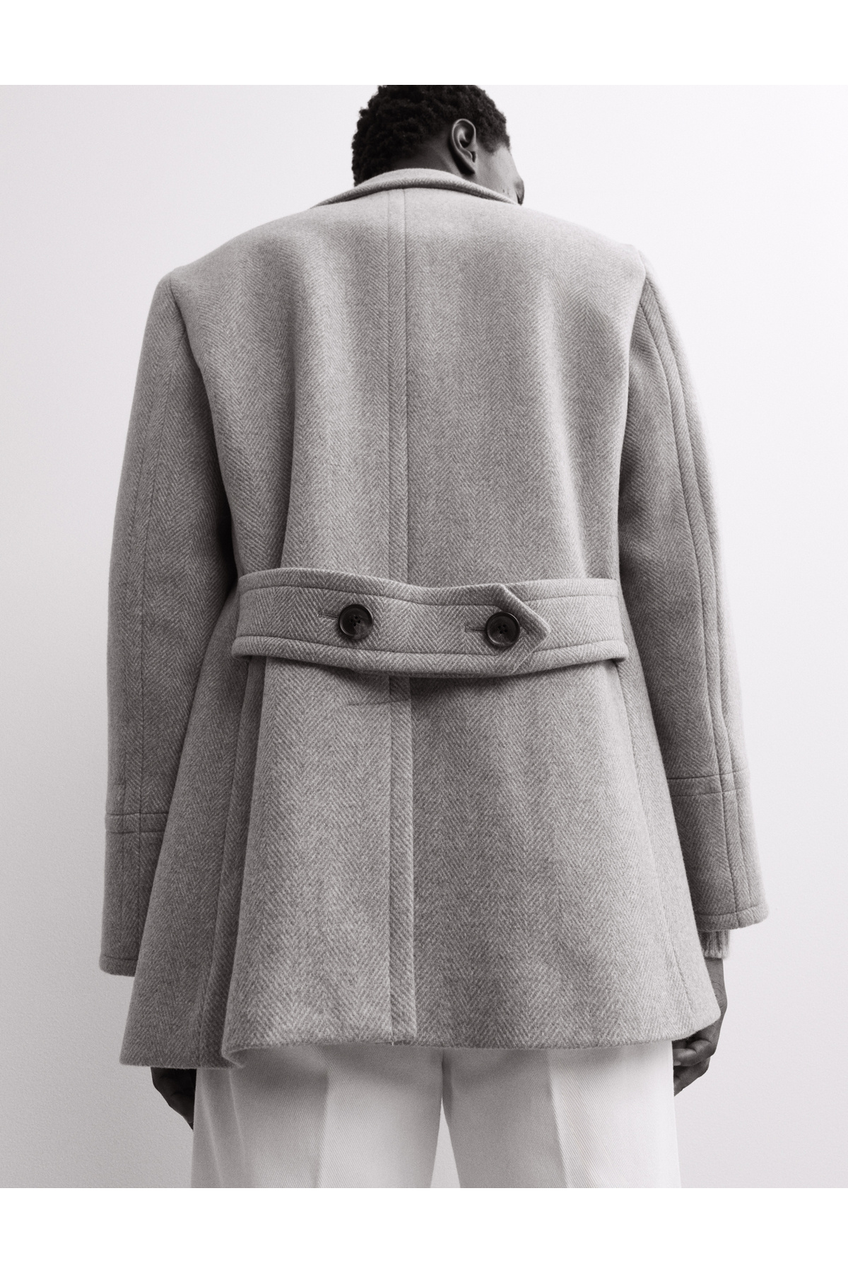 İtalyan Yünü Revere Yakalı Kaban — خاکستری T16001442J — تصویر 8 از 8
