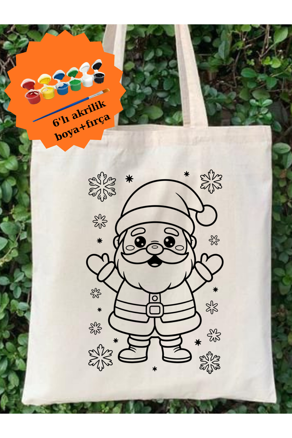 Cemira Boyama Seti Noel Baba Yeniyıl Bez Çanta Boyanabilir Anaokulu Etkinlik Boyama