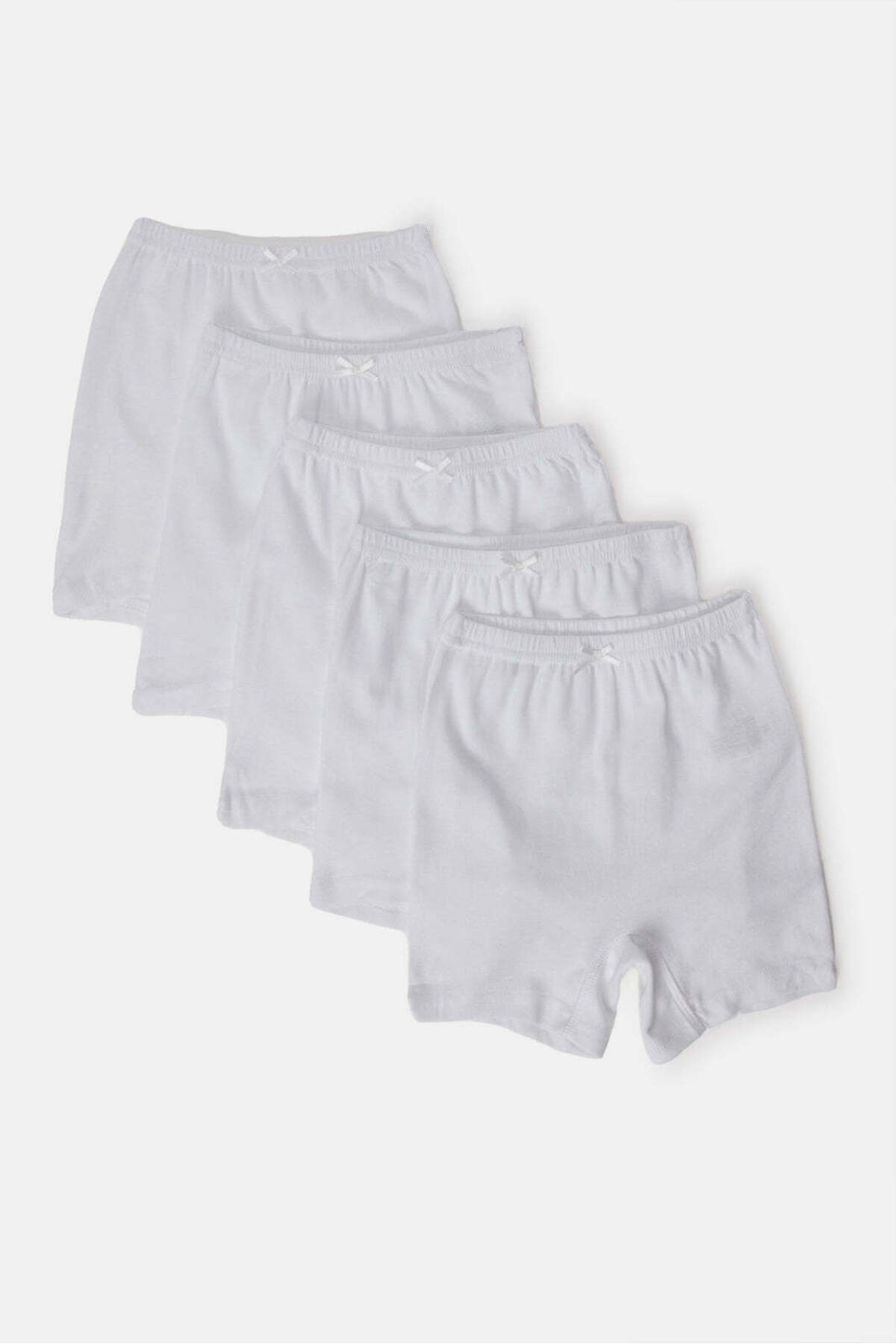 REDTAG Girls White Solid Basic Half Pant (Pack of 5)