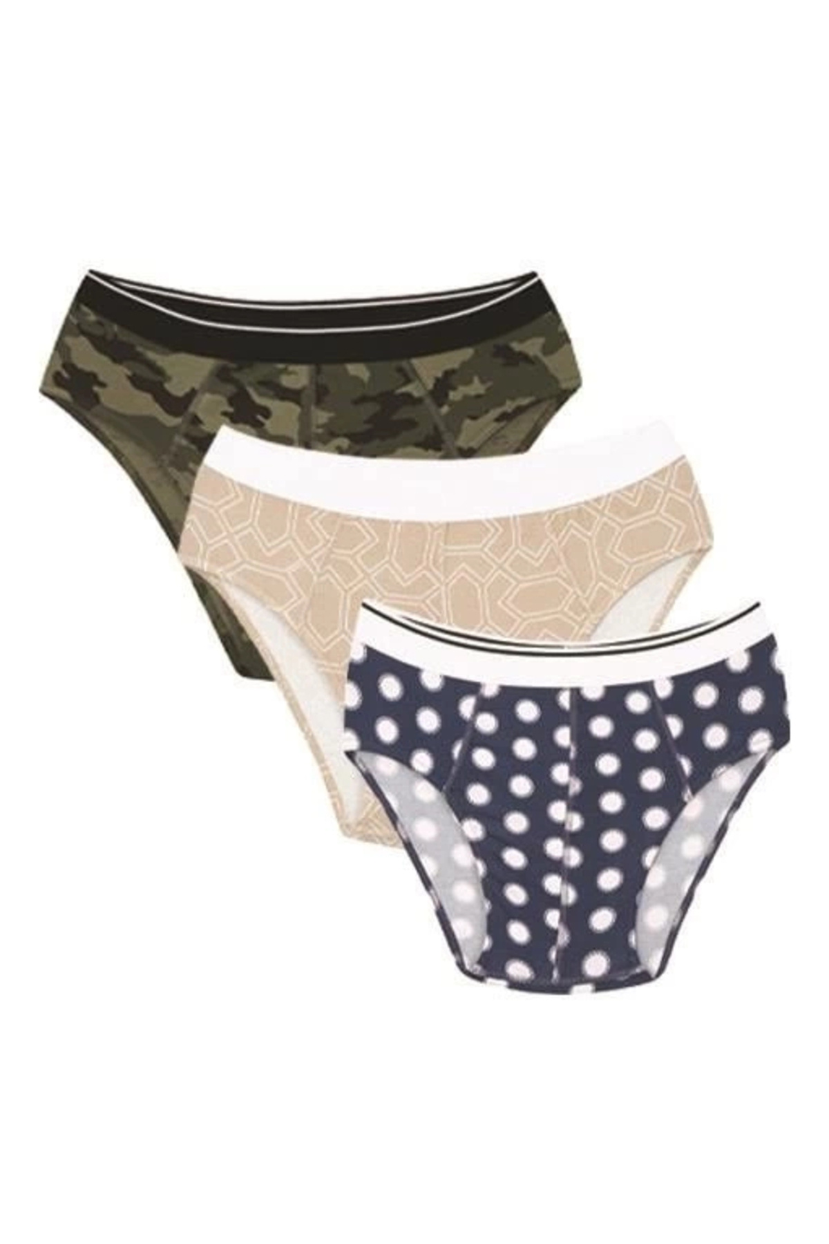 alfa expres Giyim Erkek Pamuk 3lü Desenli Likralı Slip