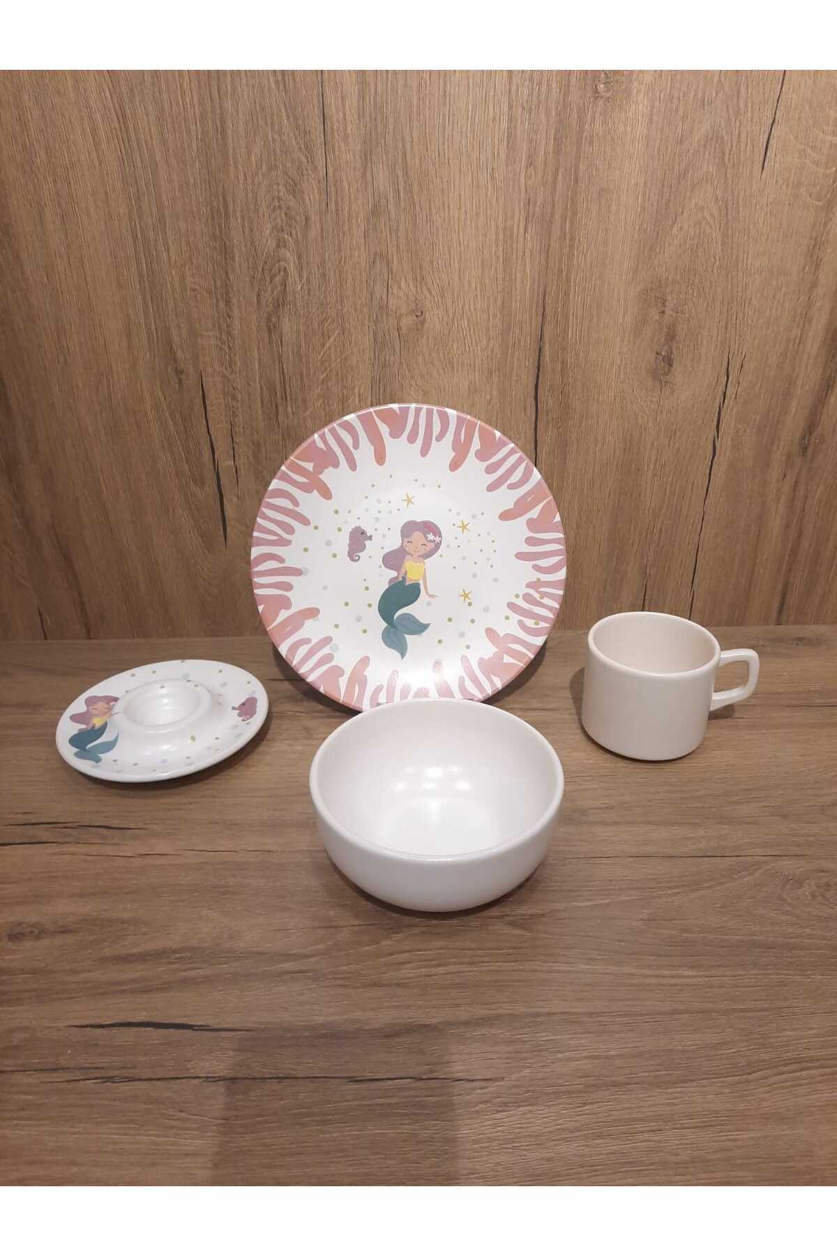 Keramika MAMA TAKIMI 4 PARÇA PEMBE DENİZ KIZI