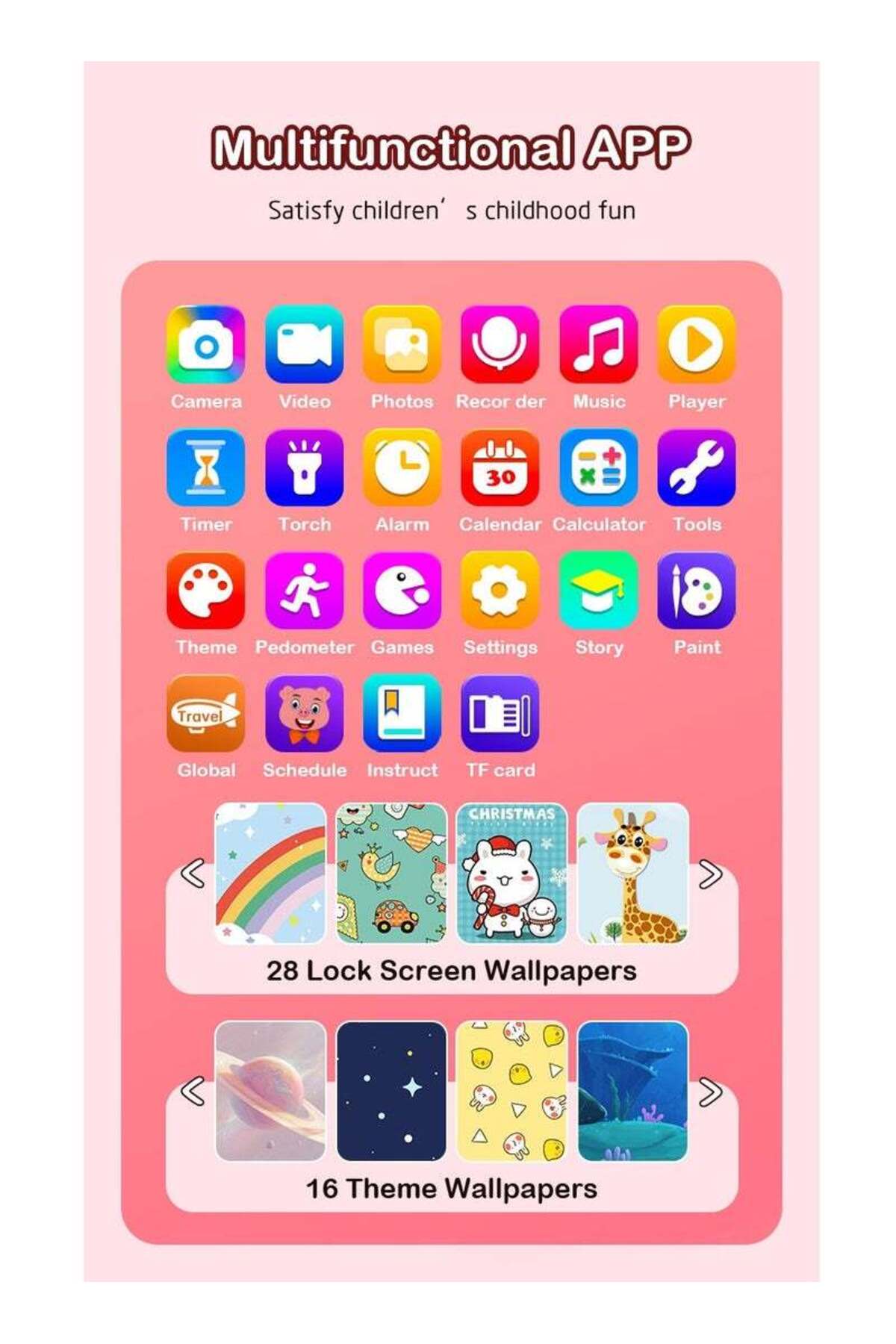 اسمارتفون اسباببازی کودکان با بازیهای آموزشی تکشاخ و کارت حافظه SD ۸ گیگابایتی