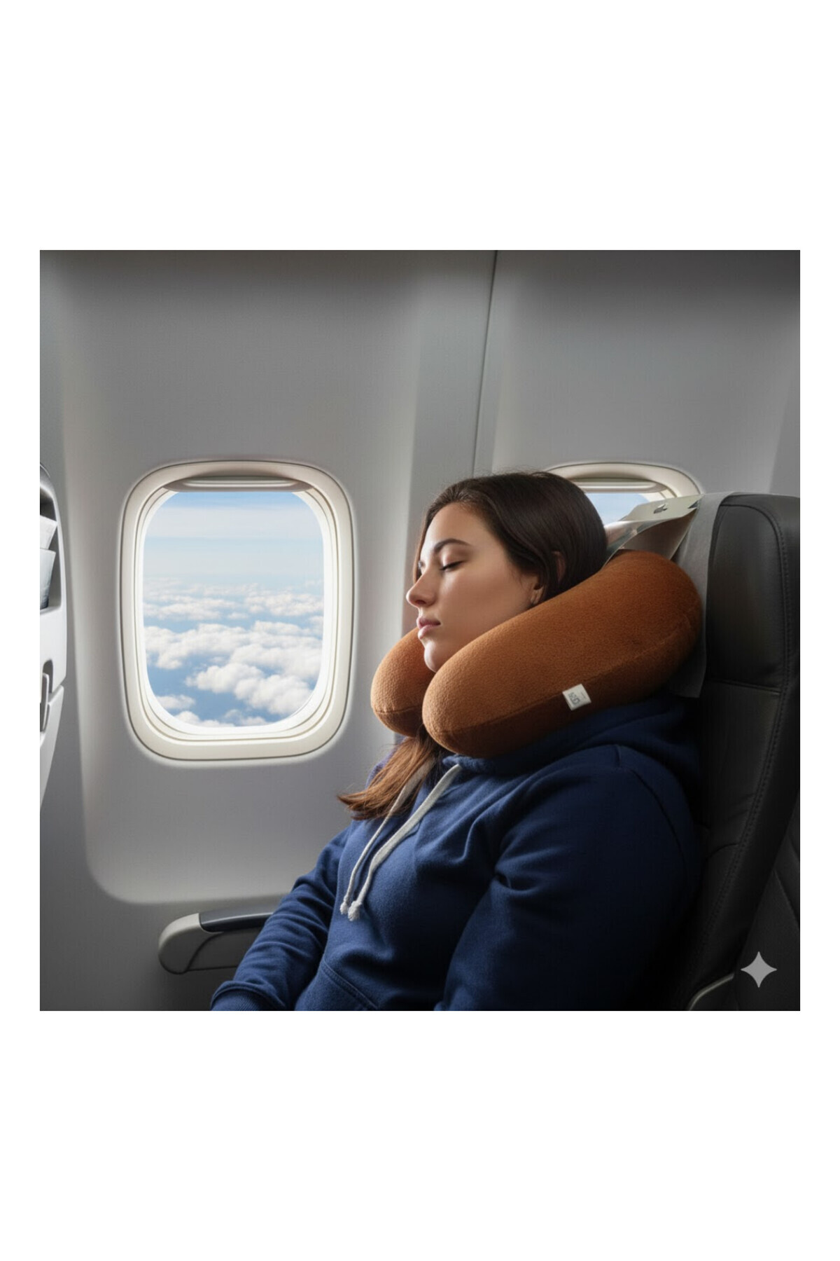 abnturk Seyahat Yastığı Kahve Rengi Yumuşak Elyaf Şişirme Boyun Yastığı