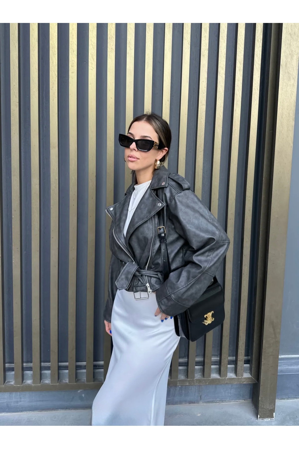 Ekim Store Новий сезон Oversize прати сірий шкіряний піджак