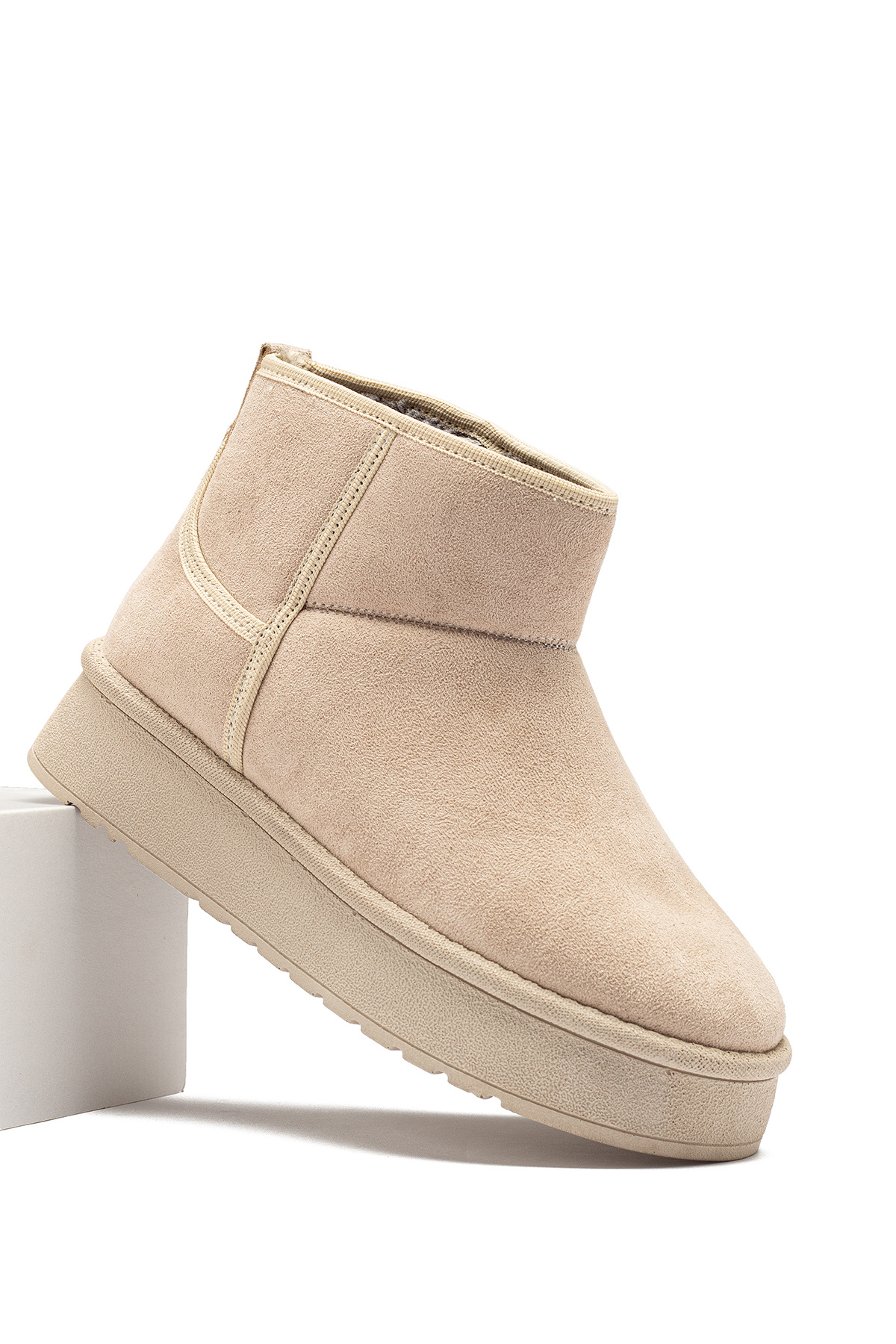 Raynok Kadın İçi Kürklü Süet Kışlık Bot Bej