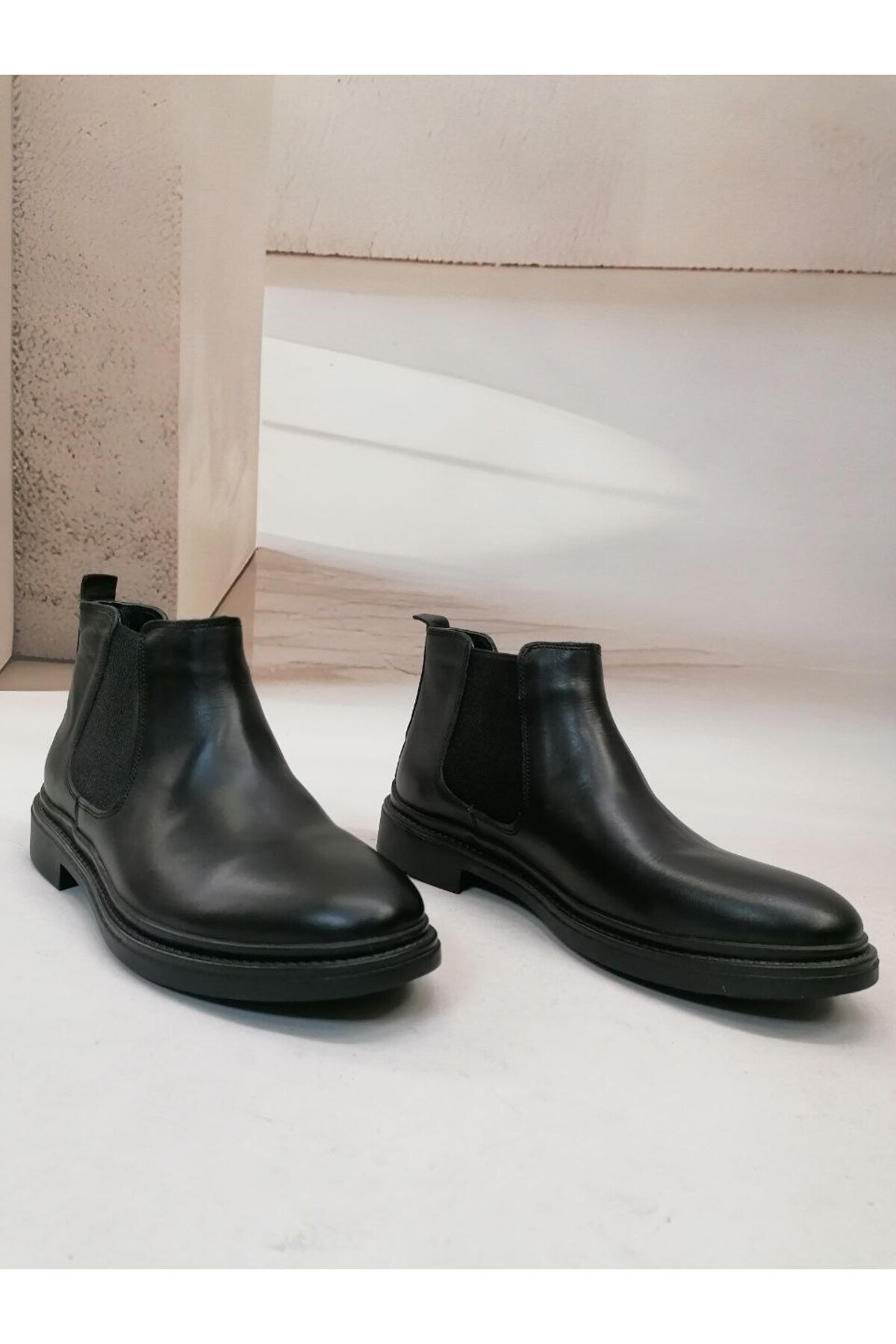 navybluebyaliodabas NBM TPL 428 HAKIKI DERI LASTIKLI BOT