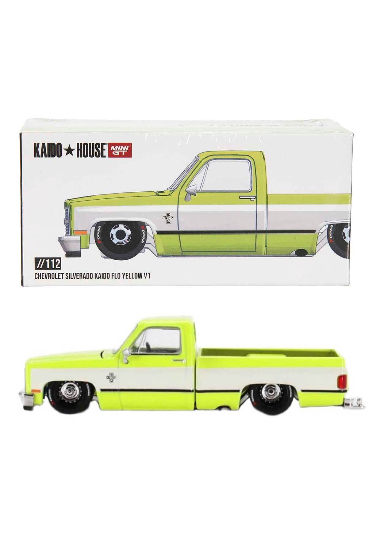 Generic Brands 1:64 Chevrolet Silverado Kaido Flo Yellow V1 Diecast Model Car