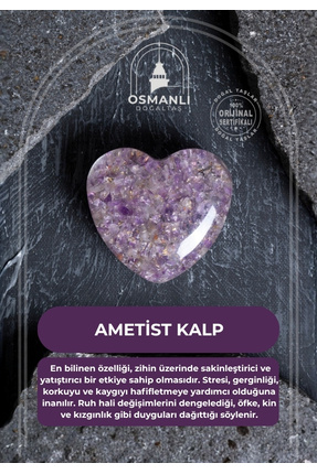 OSMANLI DOĞAL TAŞ Sertifikalı Ametist Kalp