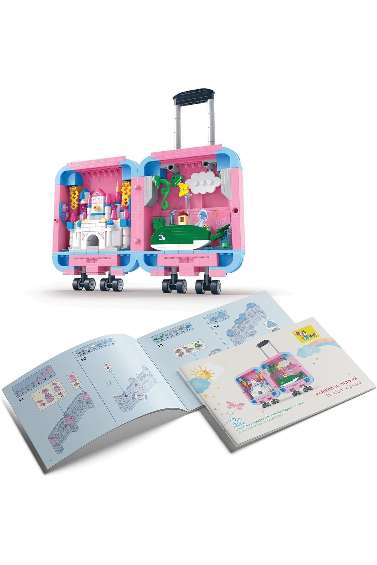 بلوک‌های آموزشی اسباب‌بازی – چمدان شگفتی صورتی (۵۱۹ قطعه)