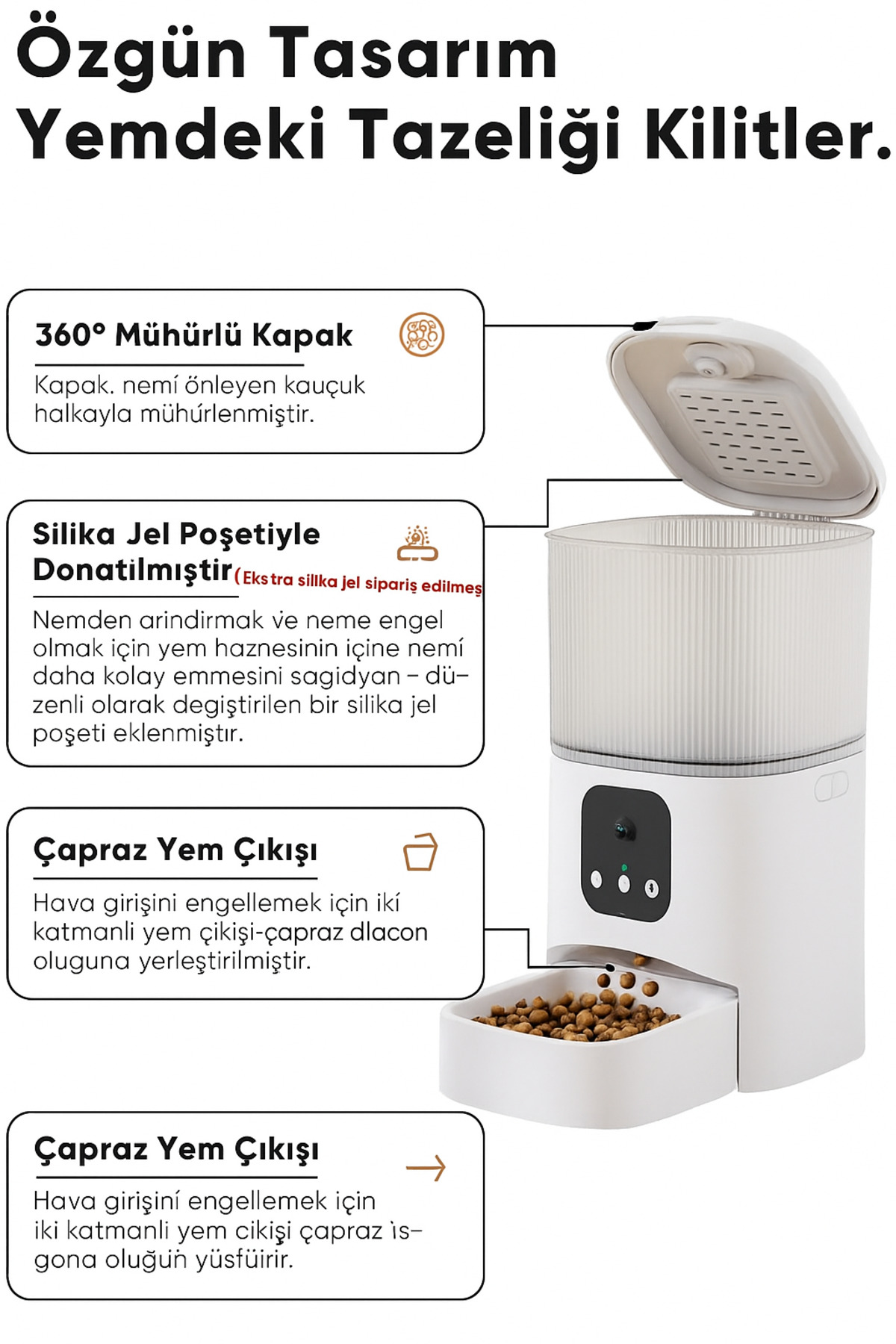 Fauna Pet Supplies (6L) Akıllı Kameralı Otomatik Kedi Köpek Mama Makinesi | Uzaktan Kontrol, Kamera, Taze Mama Sistemi fotoğrafı 4 (önizleme)