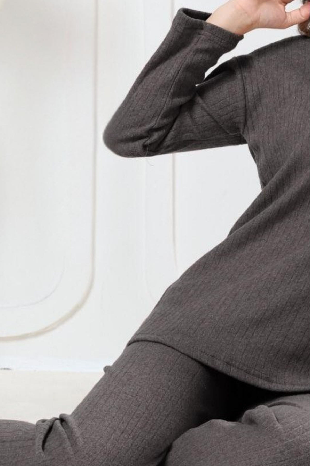 Farya Home Бавовняний товстий зимовий інтерлок з смужками, довгі рукави, в'язаний піжамний комплект