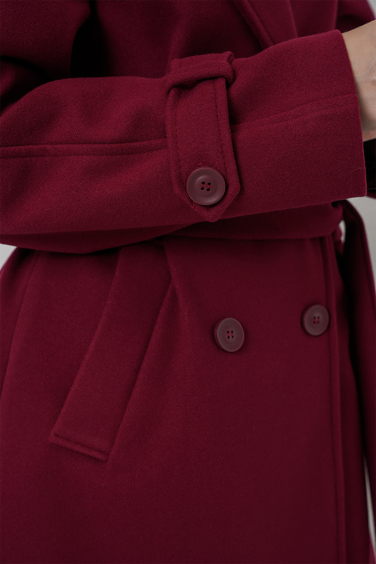 Bigdart Kobieta Płaszcz z paskiem 9161 - Czerwony