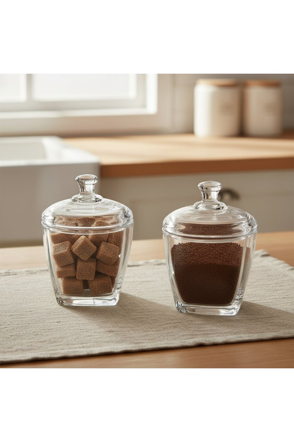 FAIR HOME Sina 2’li Kapaklı Cam Şekerlik Seti 2 x 275 ml.