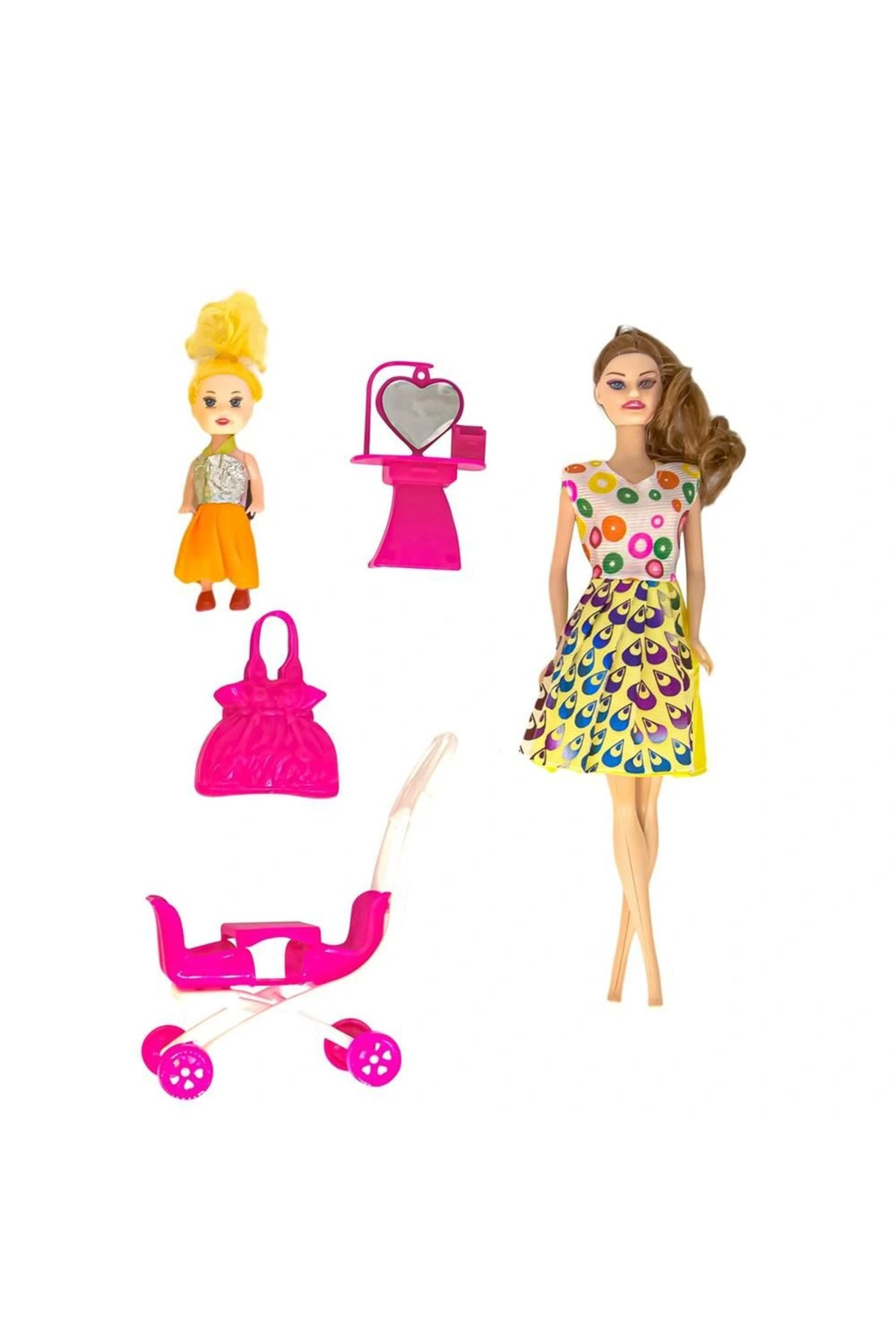 Eco Lounge Anlily Bebek Arabalı Aksesuarlı Oyuncak Bebek