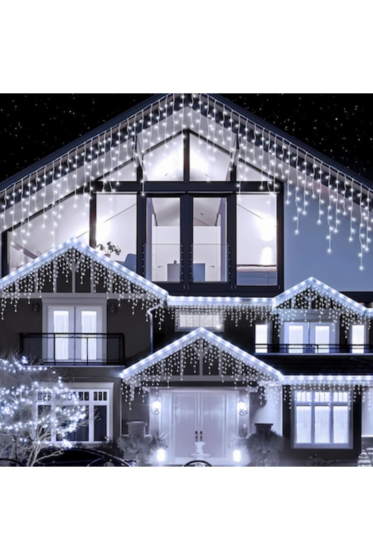 PORKY Perdea luminoasa pentru Craciun interconectabila, 12m, 300 LED-uri, alb rece