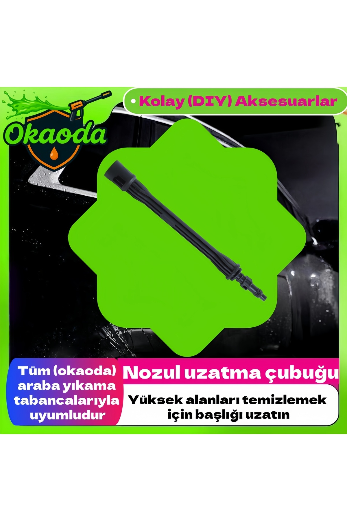 okaoda Lityum pil araba yıkama tabancası özel nozul uzatma çubuğu