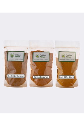 ONLİNE AKTAR Köfte Harcı 50g + Çiğ Köfte Baharatı 50g + Tavuk Baharatı 50g