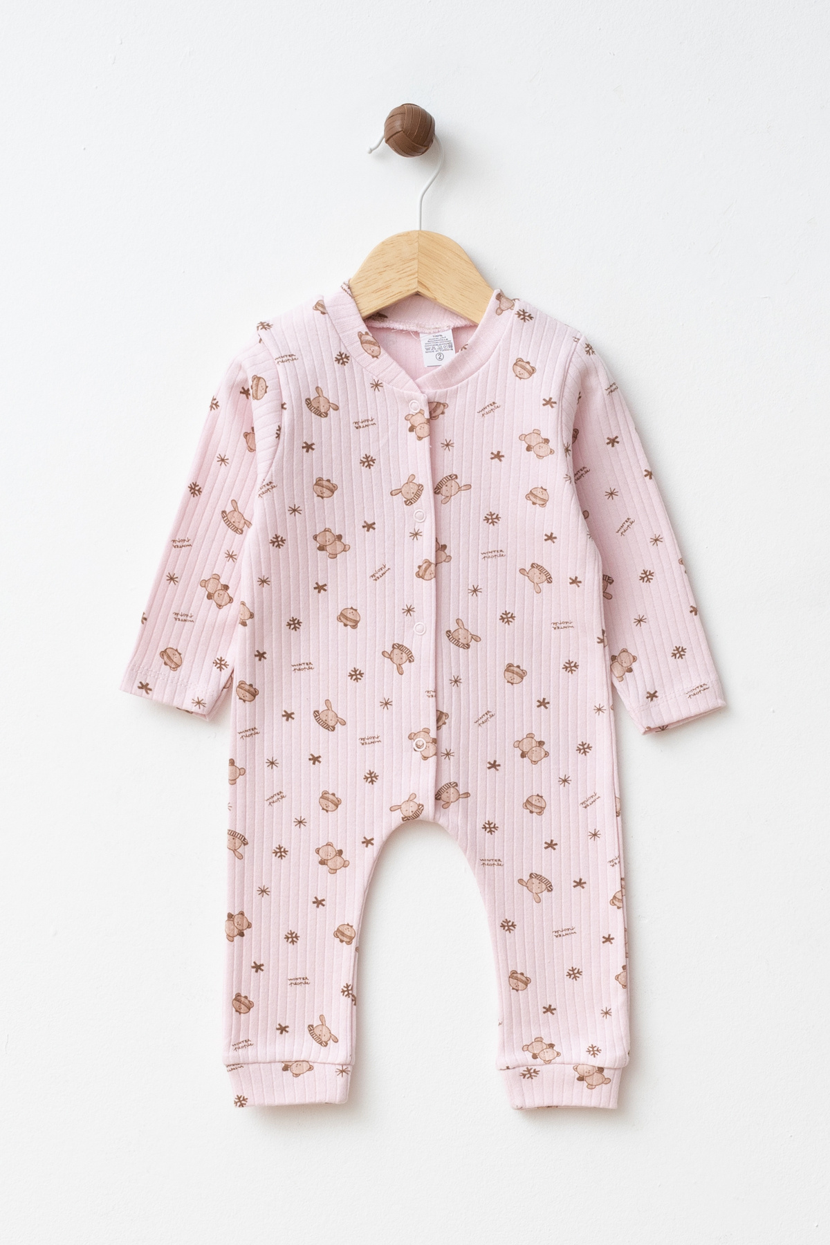 yukobaby bebeğiniz için en doğalı BEBEK WİNTER BEAR PEMBE 3-6-9 AY PAMUKLU MANŞETŞİZ TULUM YENİDOĞAN HASTANE ÇIKIŞI BEBEK KIYAFETİ Y