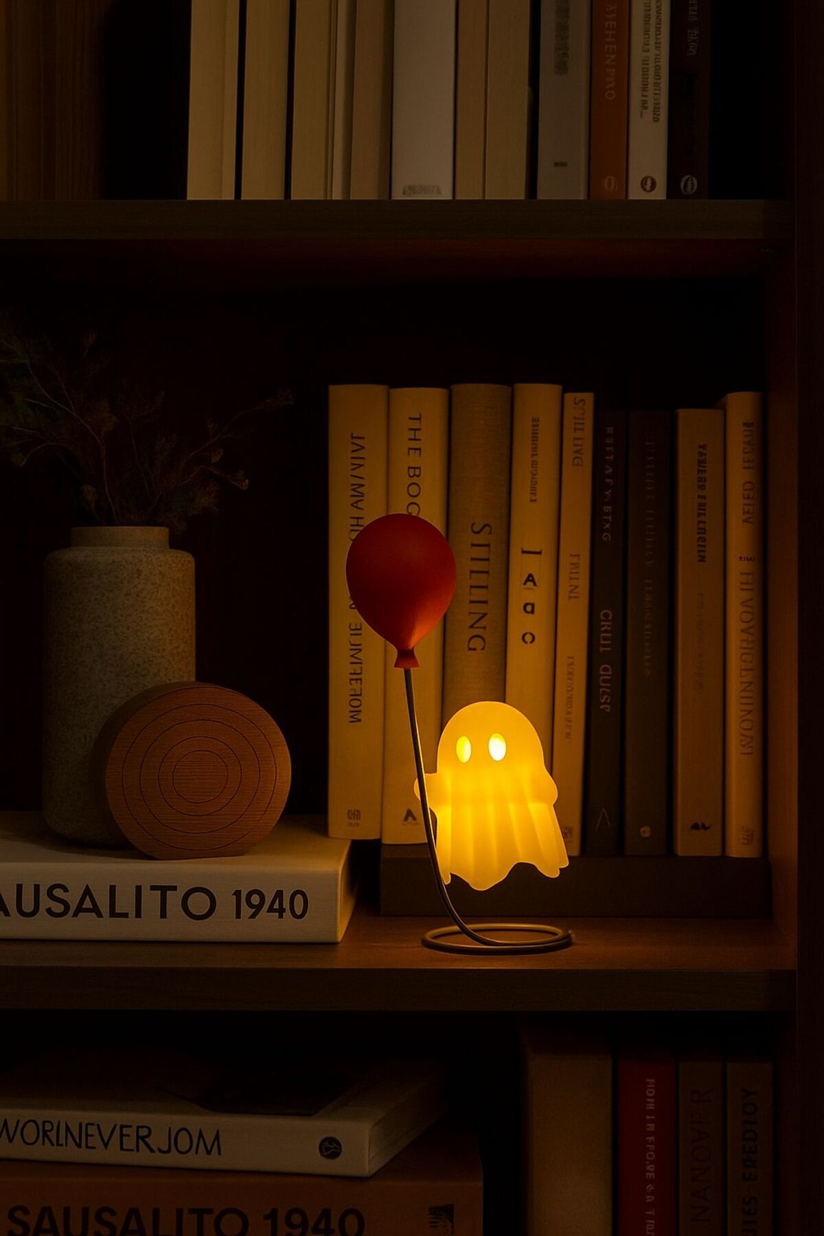 NOVATECH İNOVASYON Balon Tutan Hayalet Figürü Pilli Mum İle Kullanım Masa Üstü Dekoru Ev Dekorasyonu Hediye