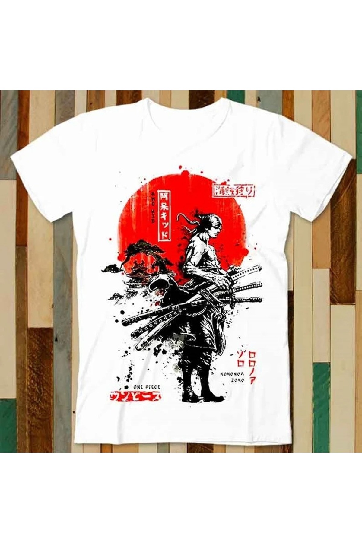 Roronoa Zoro Özel Tasarım Baskılı Beyaz Pamuk T-shirt