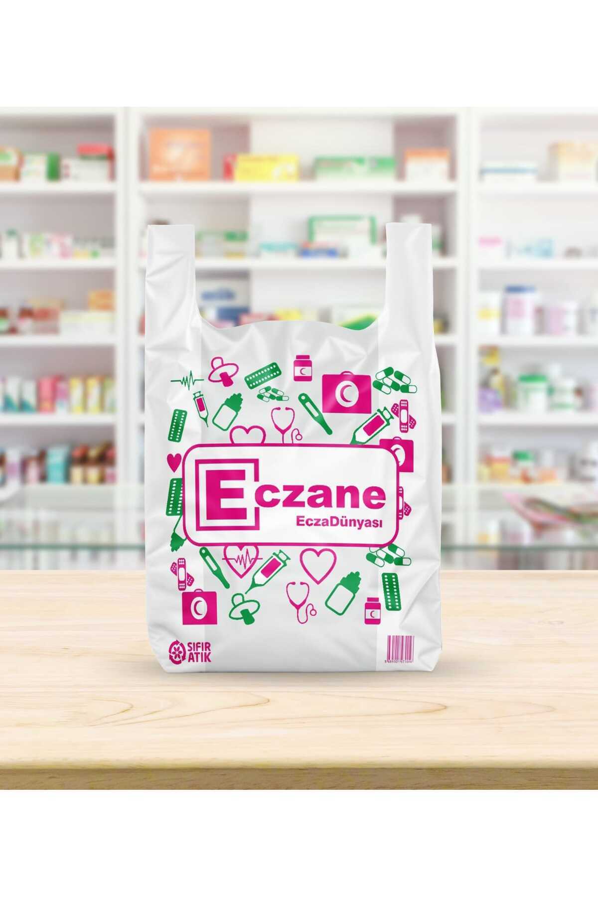 ECZADÜNYASI 28x50 Cm Büyük Boy Bio Eczane Baskılı Atlet Poşet ( 1 Kg 160 Adet)
