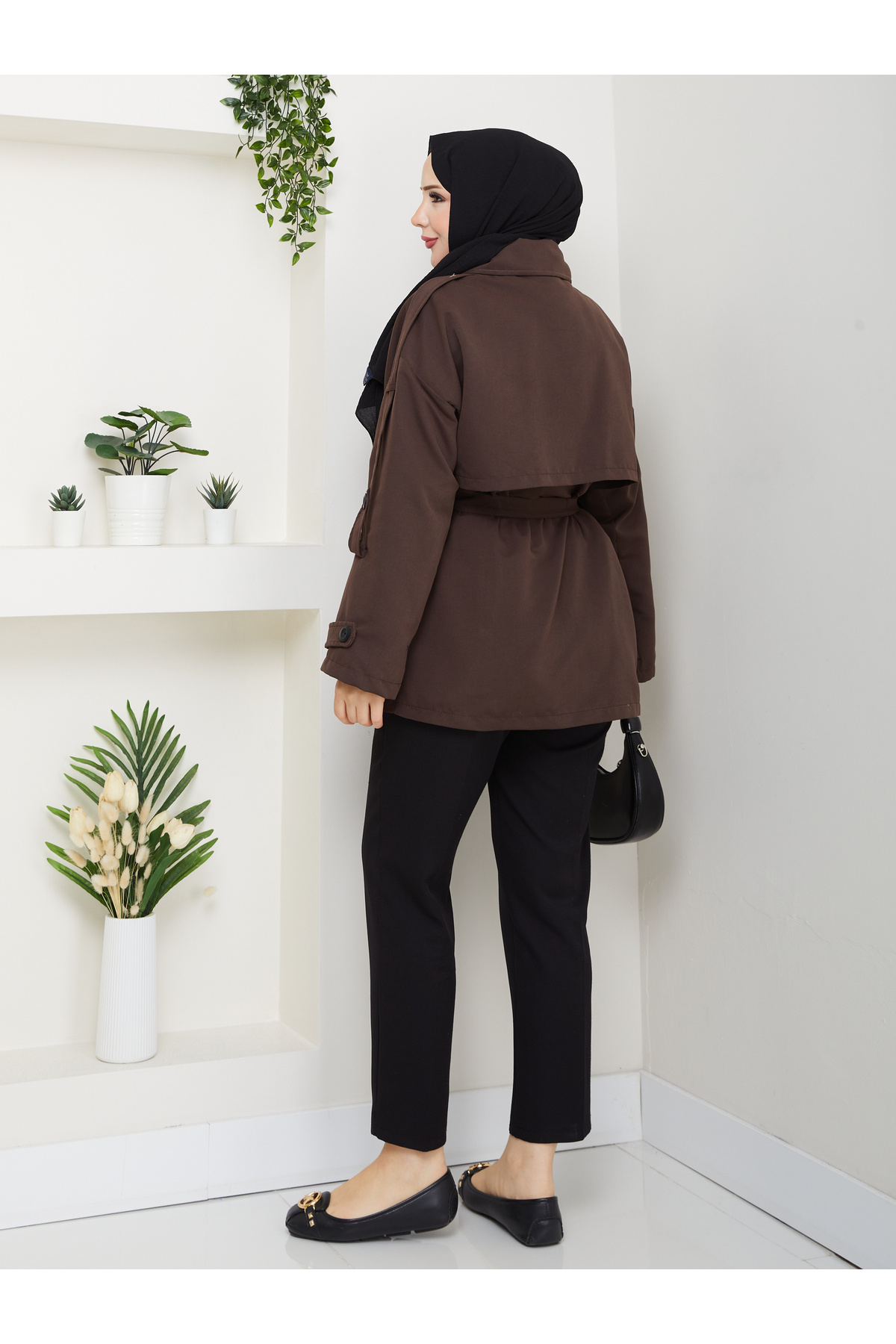 RACE FASHİON Düğme Detaylı Kemerli Oversize Trençkot RC853107 görsel 8
