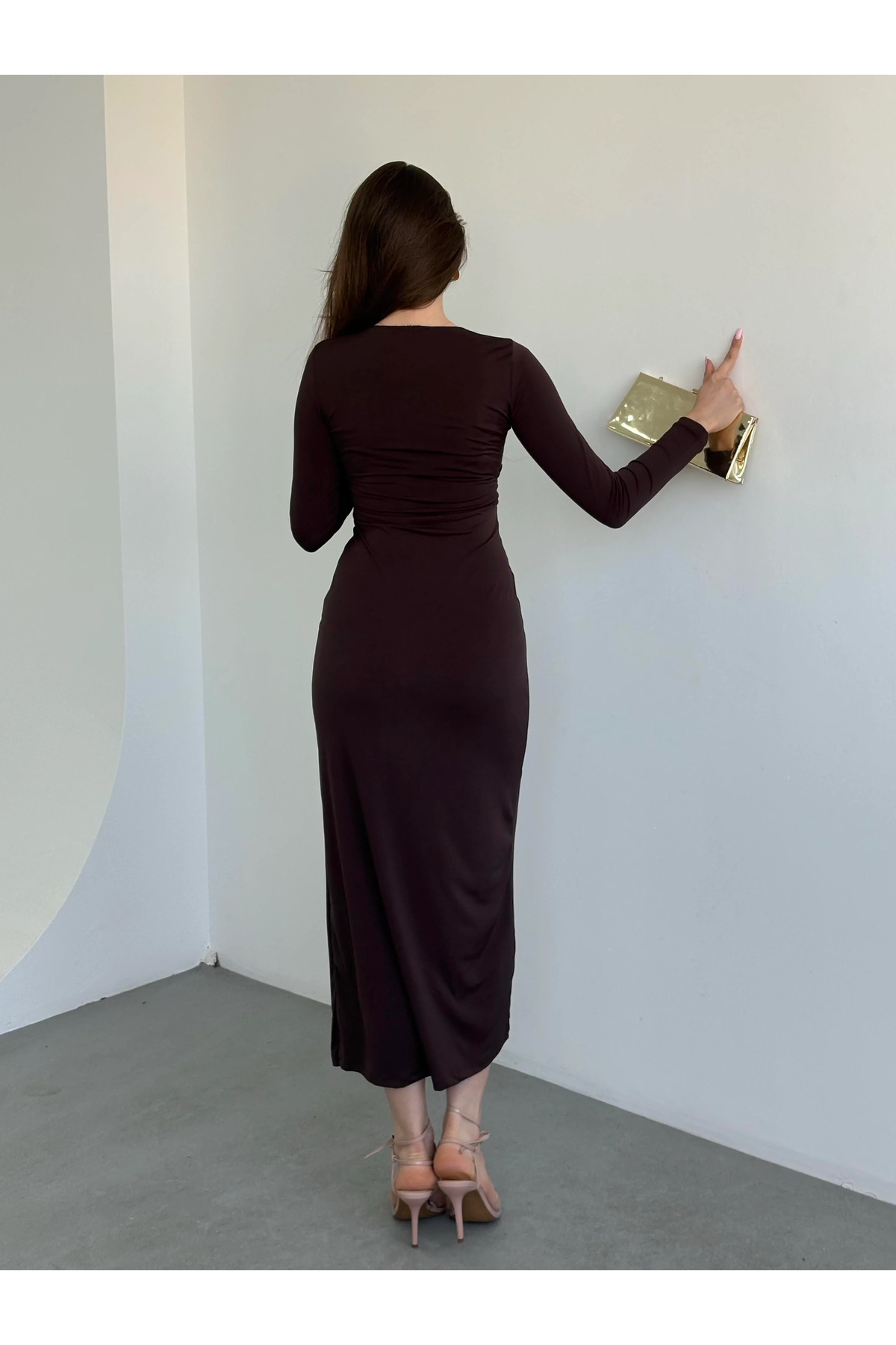 khar  MELONİ Aksesuarlı Sandy Elbise - Görsel 4