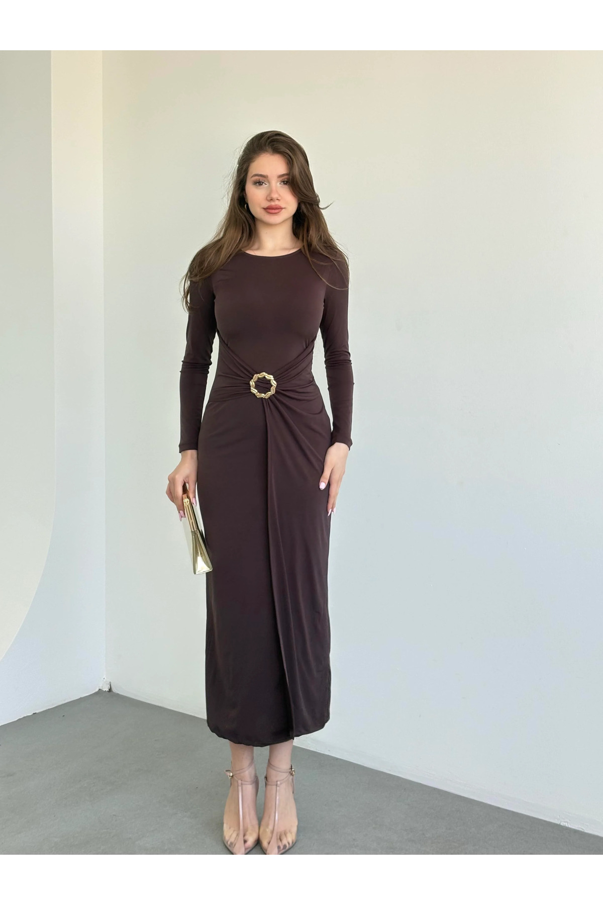 khar  MELONİ Aksesuarlı Sandy Elbise - Görsel 5