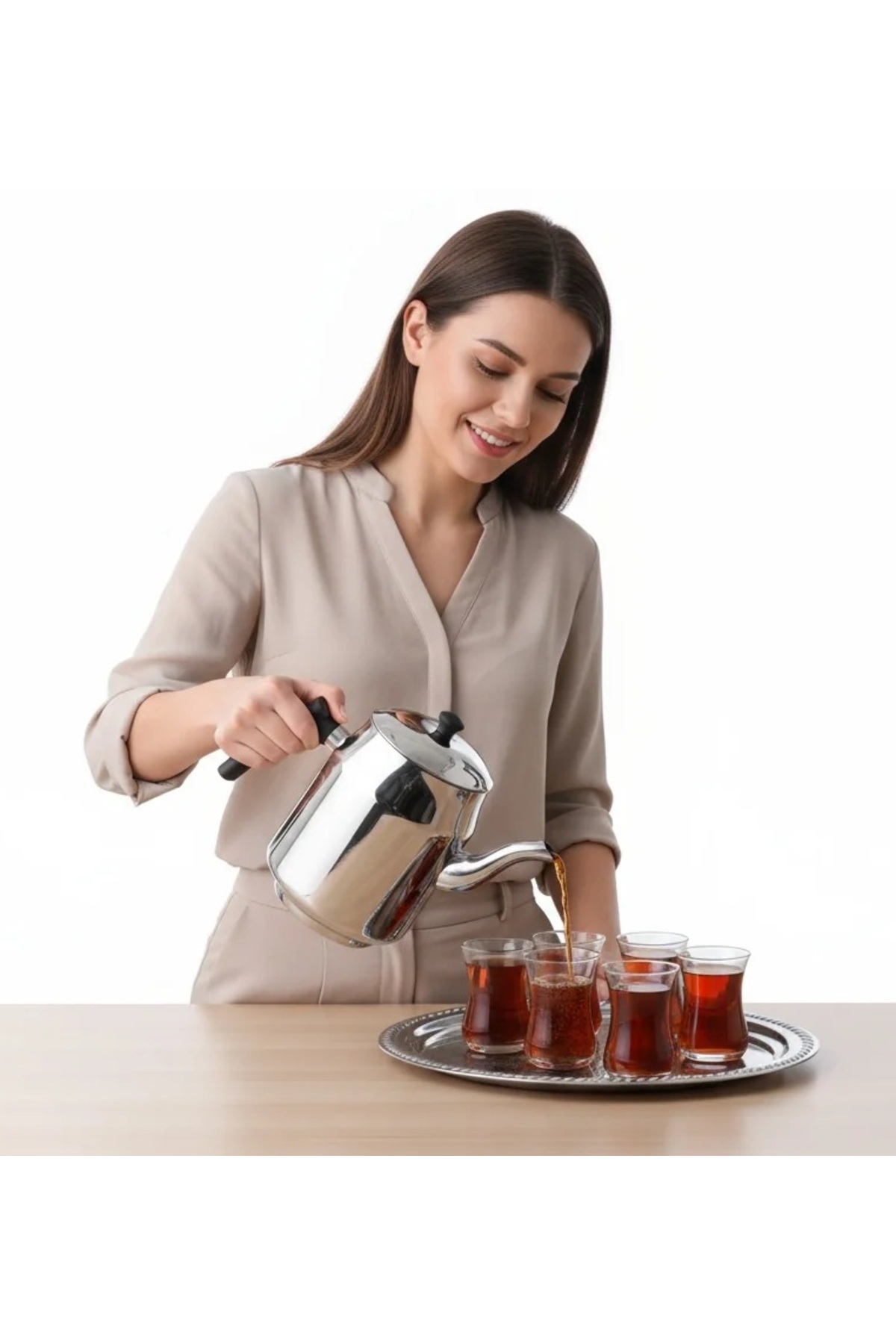 NETTEMUTFAK 304 Kalite Paslanmaz Çelik 1,75 Lt Bakalit Kulp Kahveci Demlik No 2