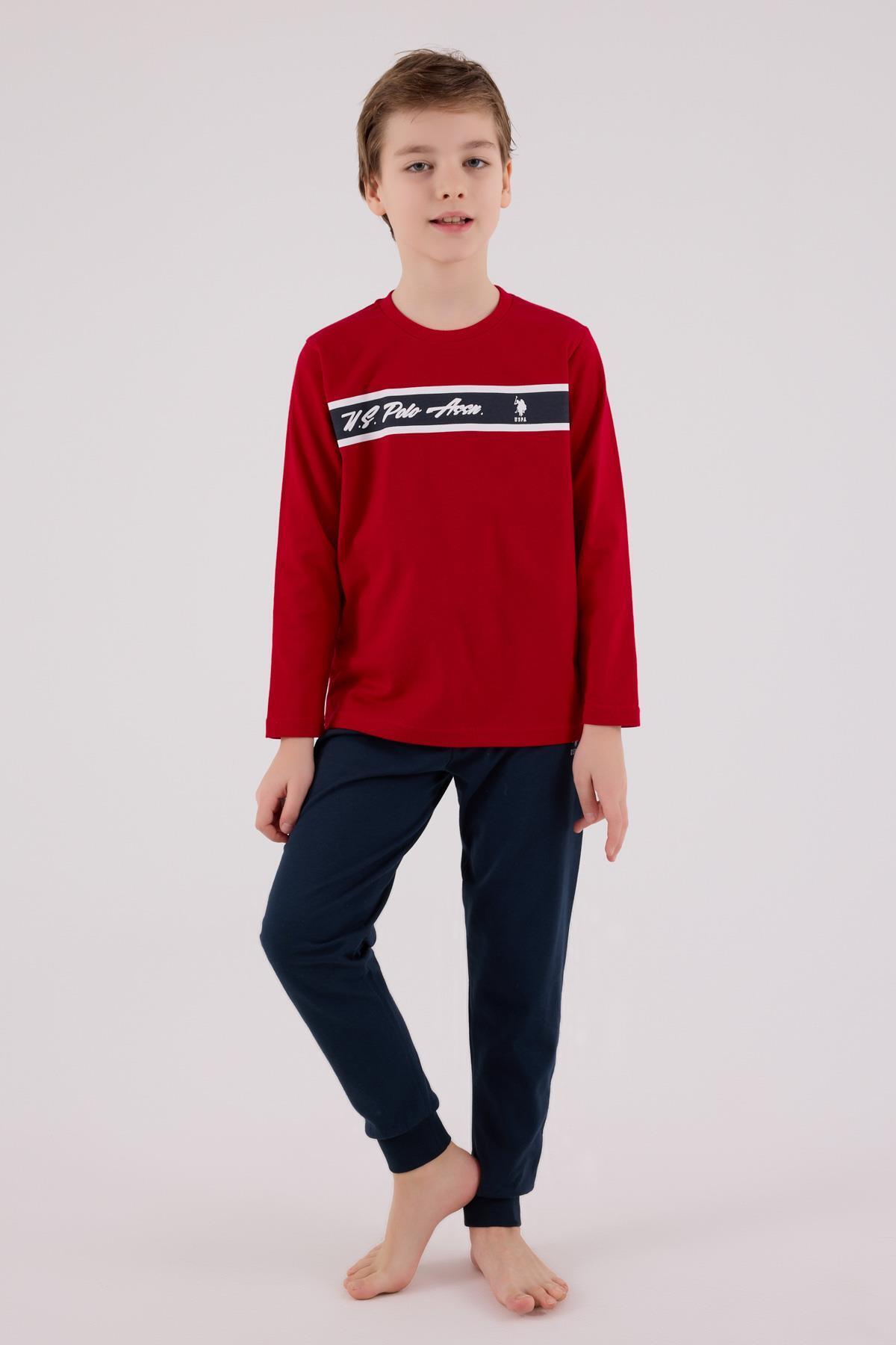 یو اس پولو ست لباس خواب پسرانه آستین بلند، جنس عالی، ۱۰۰٪ پنبه