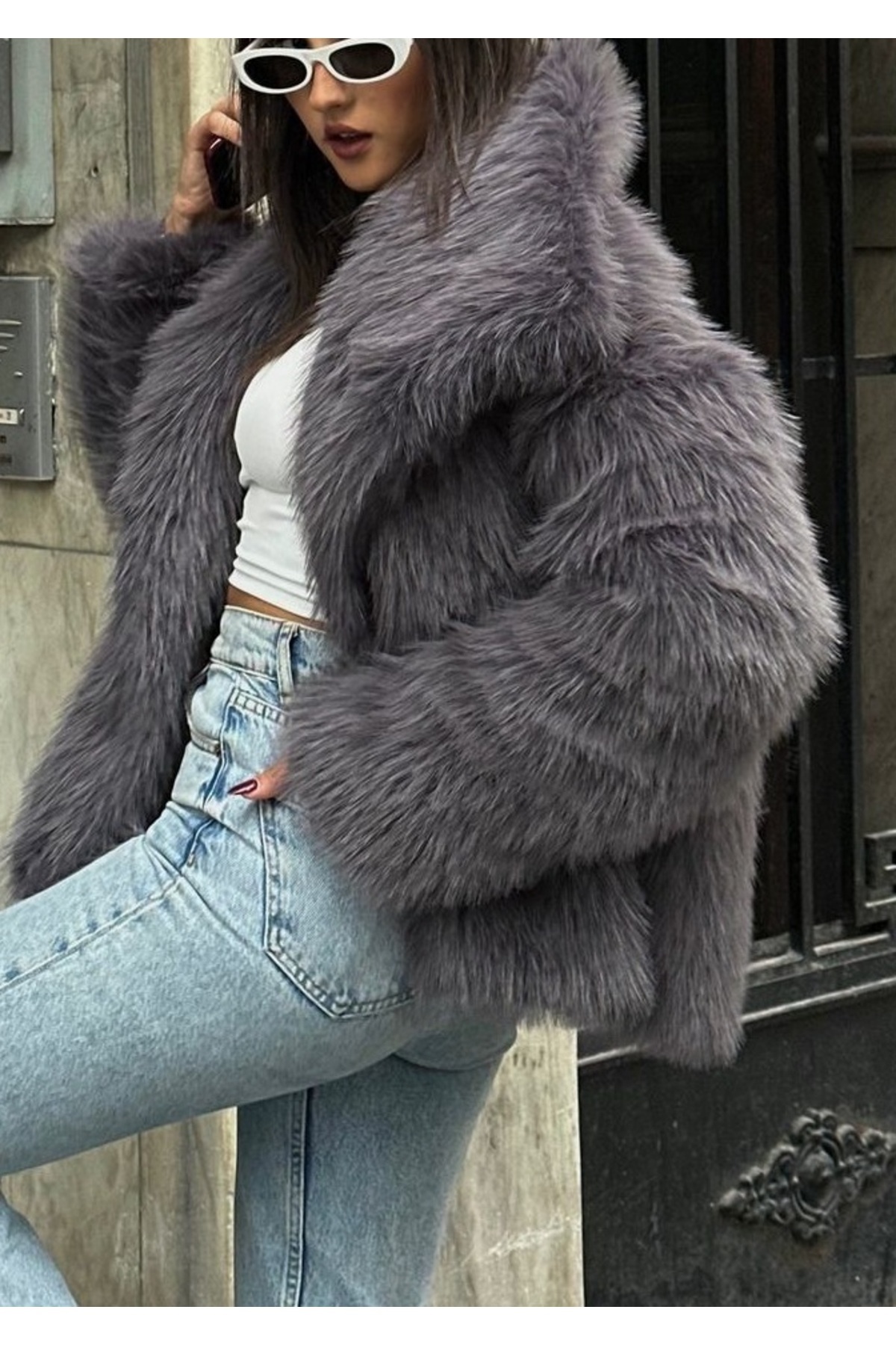 BERİ BUTİK Női prémium műszőrme kabát