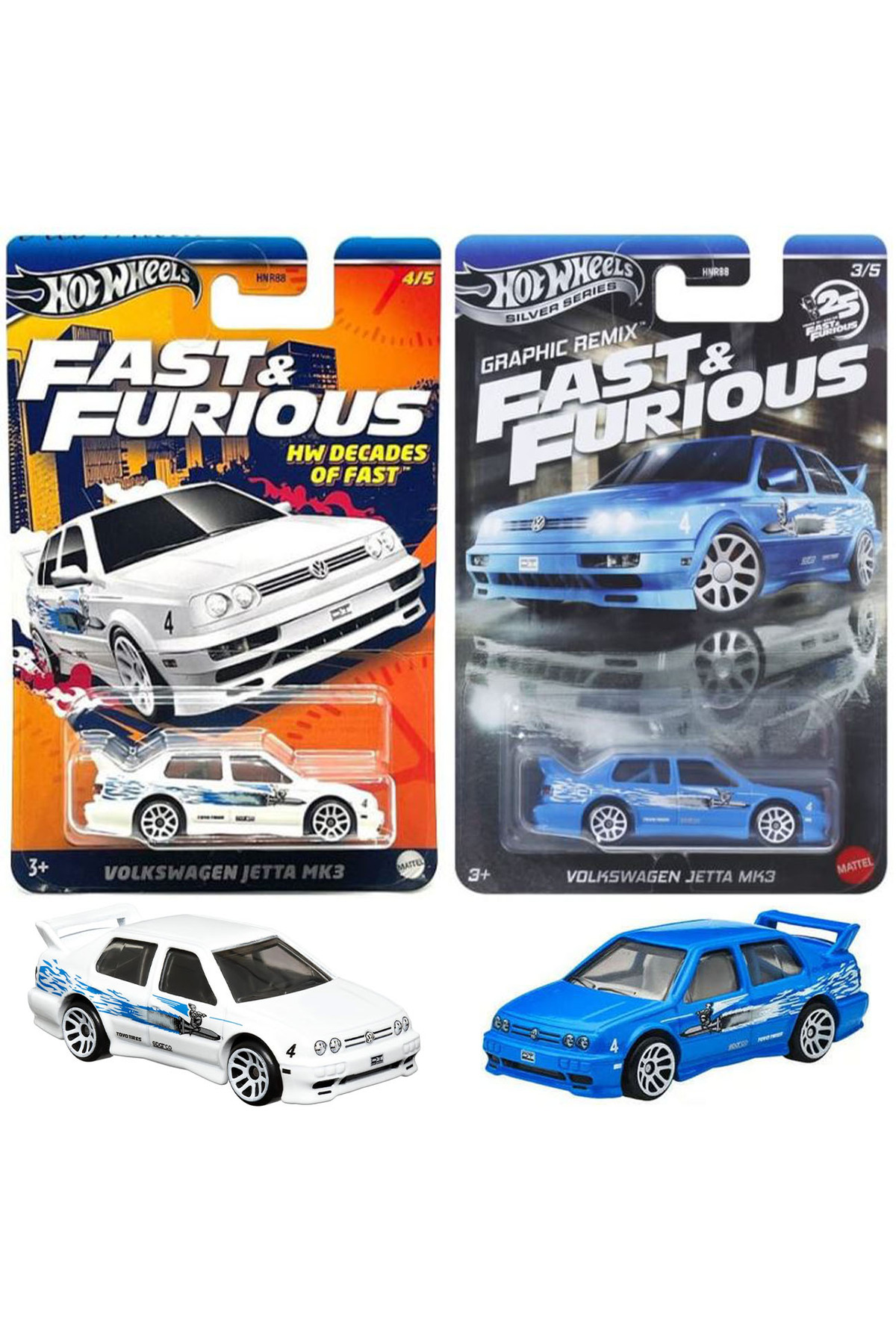 HOT WHEELS 2 Araç Set - - Fast & Furious Volkswagen Jetta MK3 (1