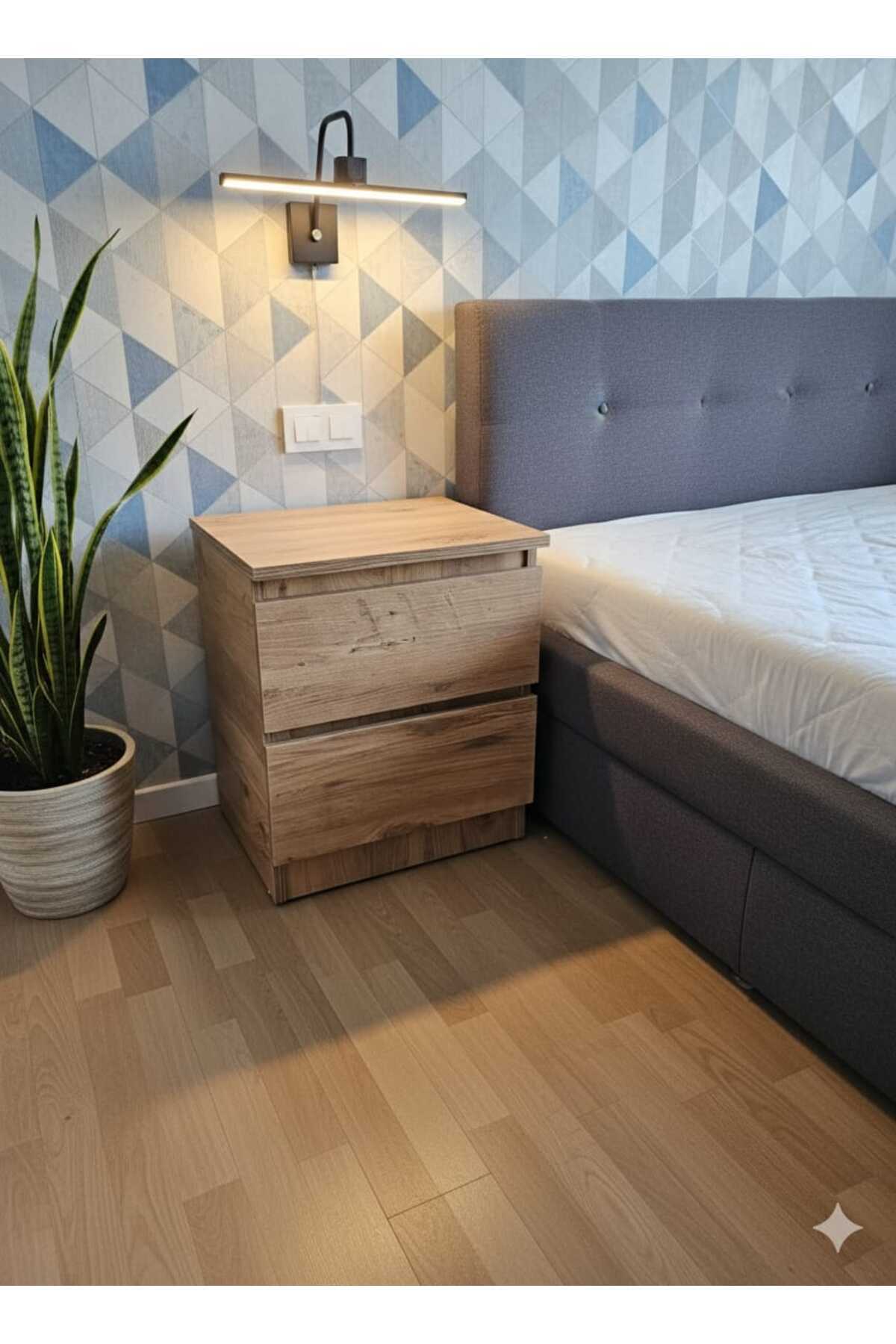 YEŞİL MOBİLYA KARMEN ahşap renk gizli bölmeli komodin