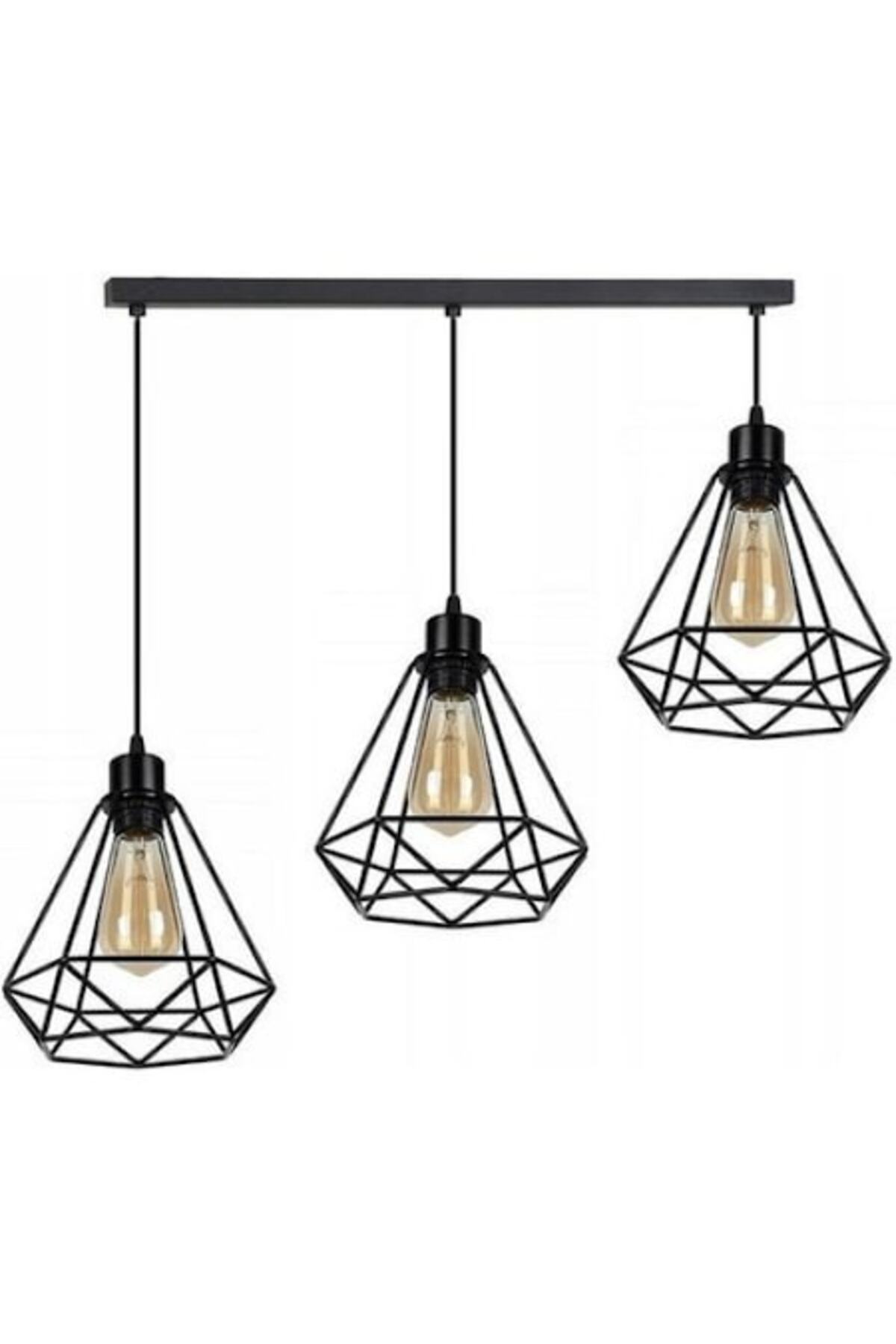 trandafi led Lustra zx-3, E27, Vintage, Negru, 220V, 3 Brațe