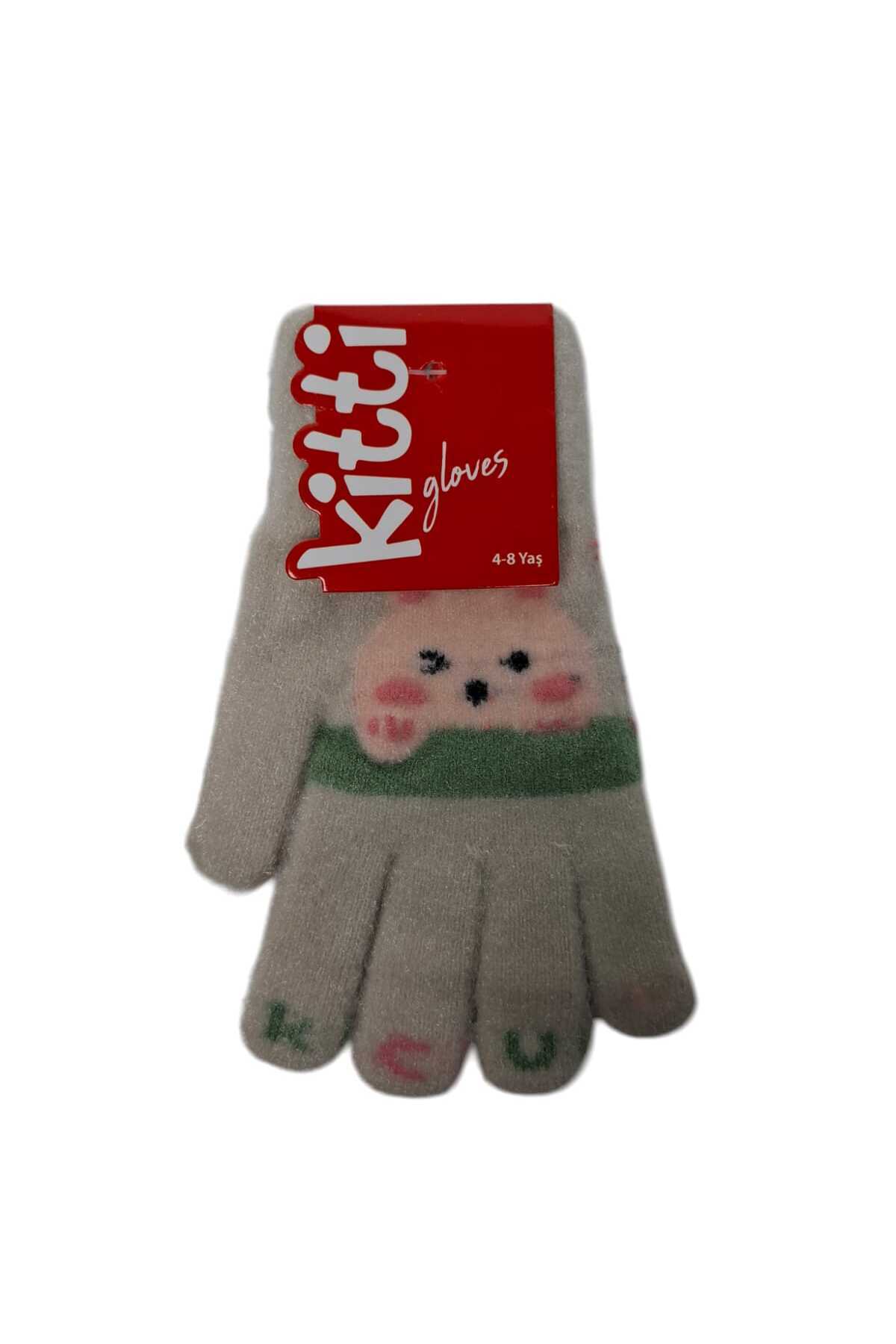 Kitti Spteks 4-8 Yaş Kız Çocuk Orta Bej Renk Hayvan Figürlü Kışlık Örme Eldiven fotoğrafı 5 (önizleme)