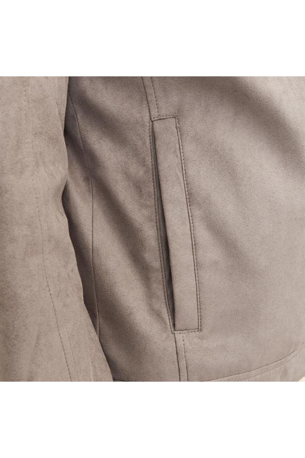 Jack & Jones  Jack&Jones Dylan Clean Erkek Kahverengi Bisiklet Yaka Ceket - Görsel 4